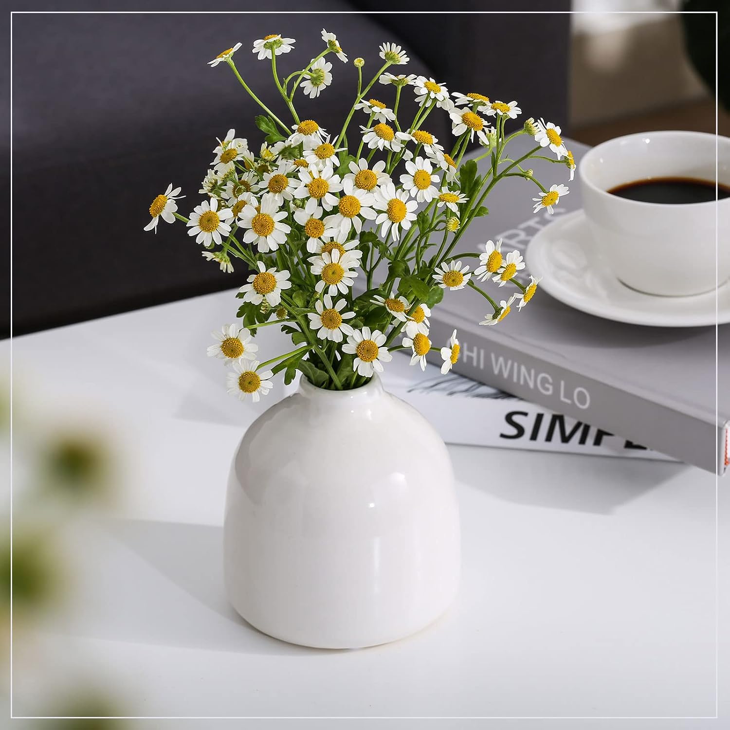 Small White Vase for Modern Home Decor / 3 Vase Set- White / Set of 3