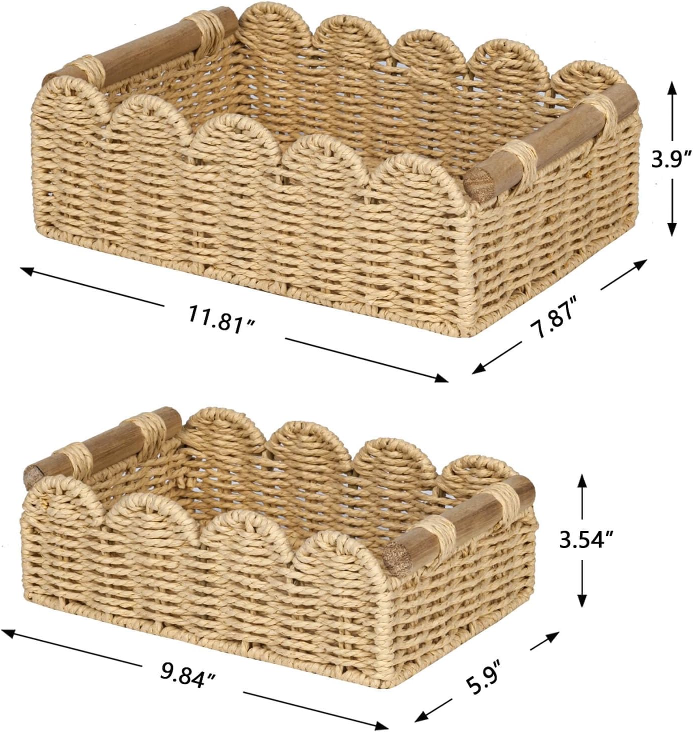 Scalloped Decorative Baskets for Over Toilet Shelves / Beige / Small