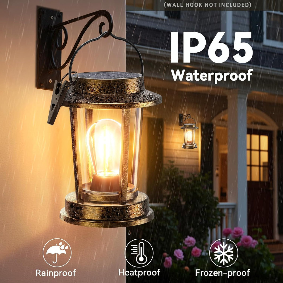 Solar Lanterns Outdoor Waterproof 2 Pack , Upgraded Solar Lights Outdoor, Bright Solar Powered Lanterns Decorative