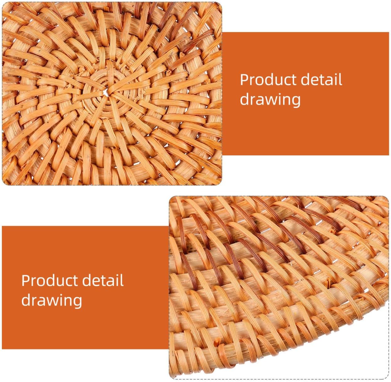 Rattan Heat-Resistant Coasters Woven Place Mats Insulated Pot / Wooden Lubricious / 20 x 20 / CM
