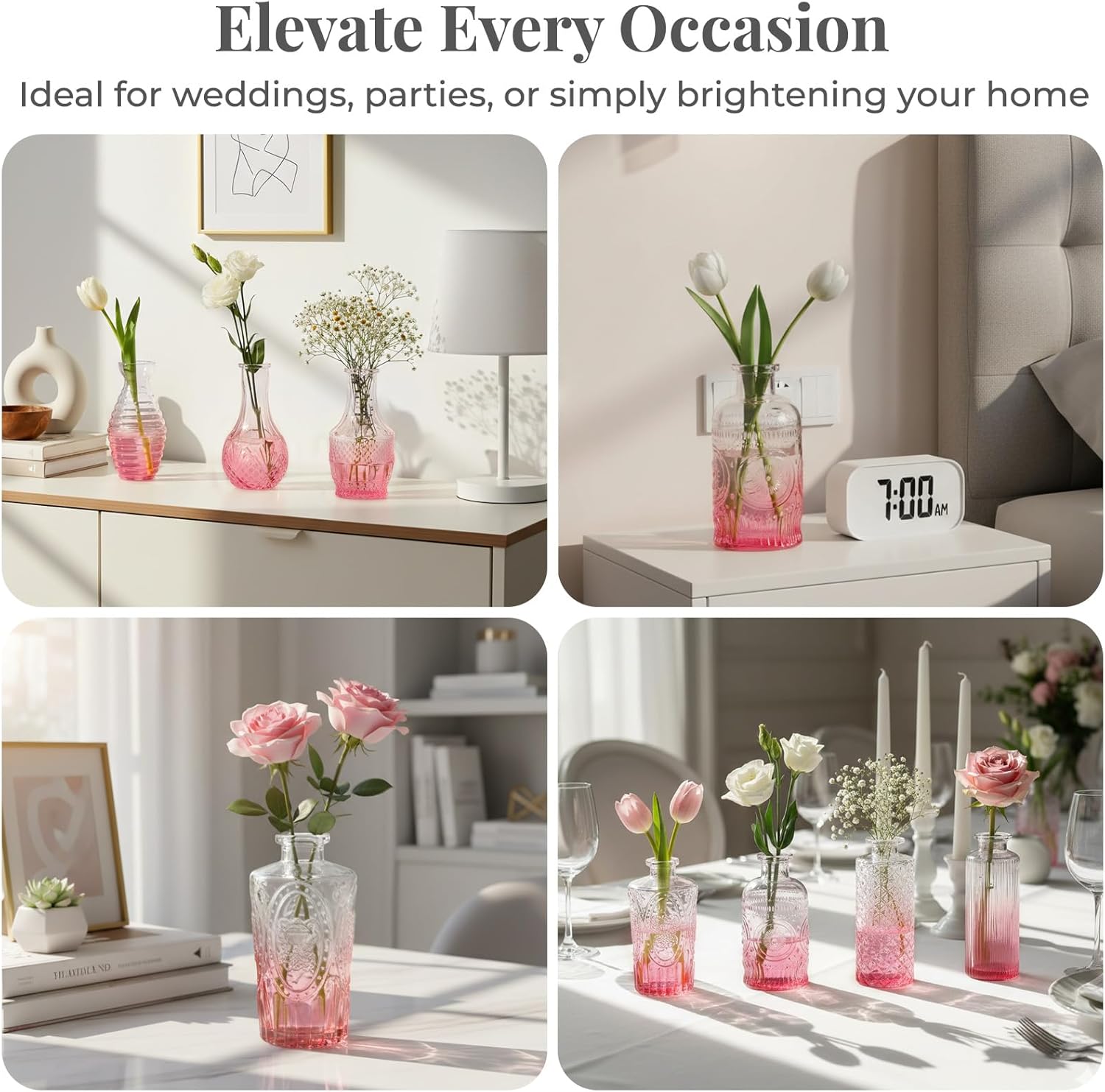 Glass Vase / Small Vase / Pink-gradient