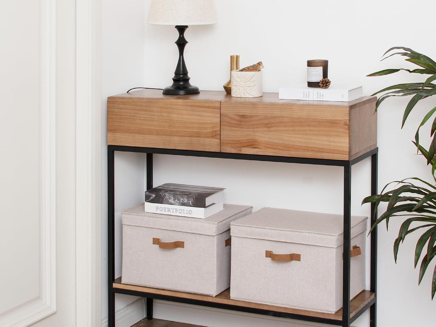 Fabric Storage Bins / Brown and Beige / Jumbo