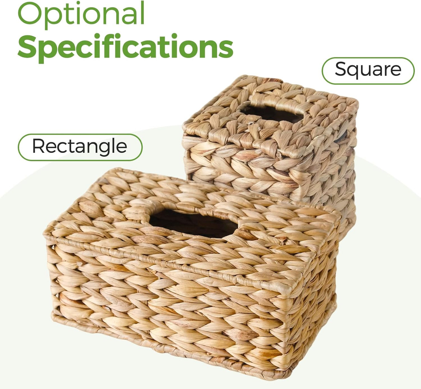 Wicker Tissue Box Cover Fits 120-Count / 160-Count Boxes / Natural Yellow / Rectangle / Set of 2