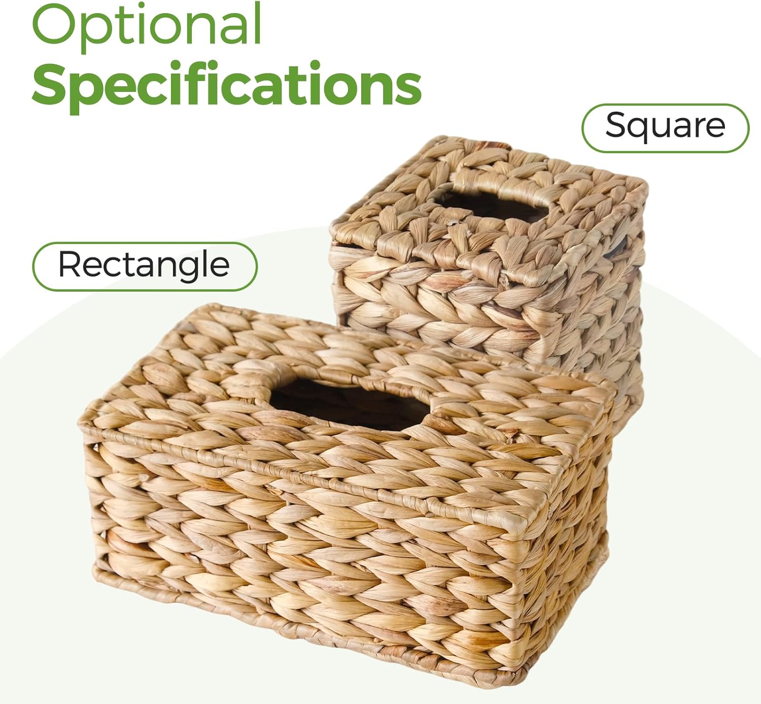 Wicker Tissue Box Cover Fits 120-Count / 160-Count Boxes / Natural Yellow / Rectangle / Set of 2