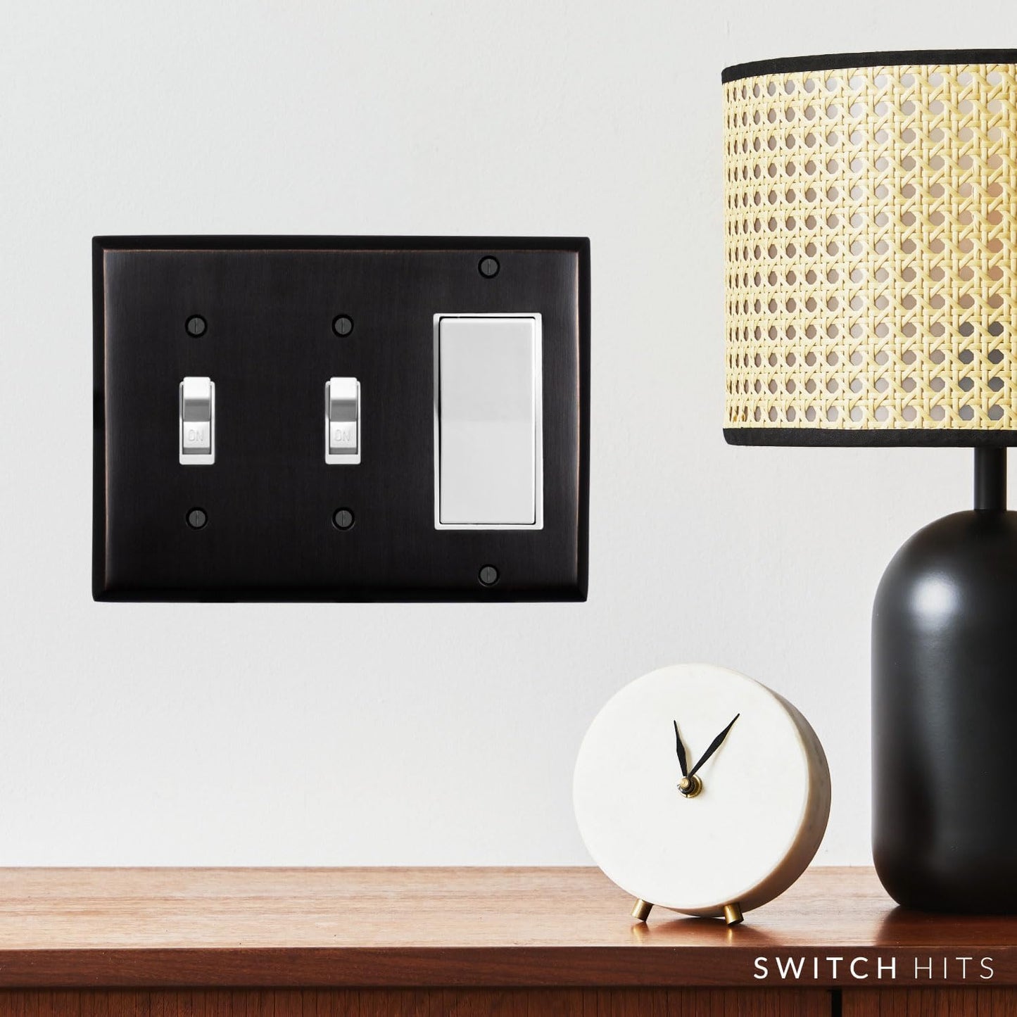 Double Light Switch Plate Outlet Cover GFCI Decorative Wall Plate | 2 Toggle - 1 Rocker Oil Rubbed Bronze Electrical