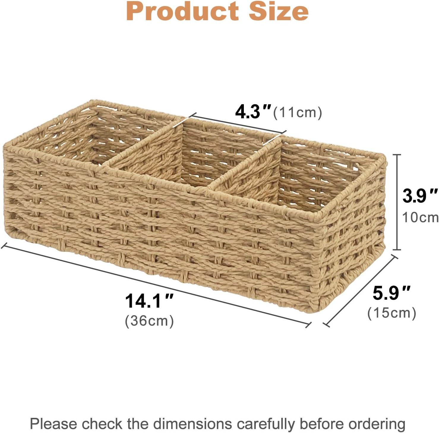 Seagrass Wicker Basket for Toilet Tank Top / Natural