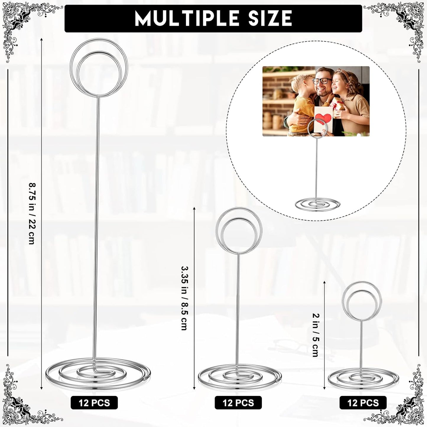 Teling 36 Pieces Table Number Holders 3 Size Place Card Holder Name Numbers Menu Memo Note Card Picture Photo Clip