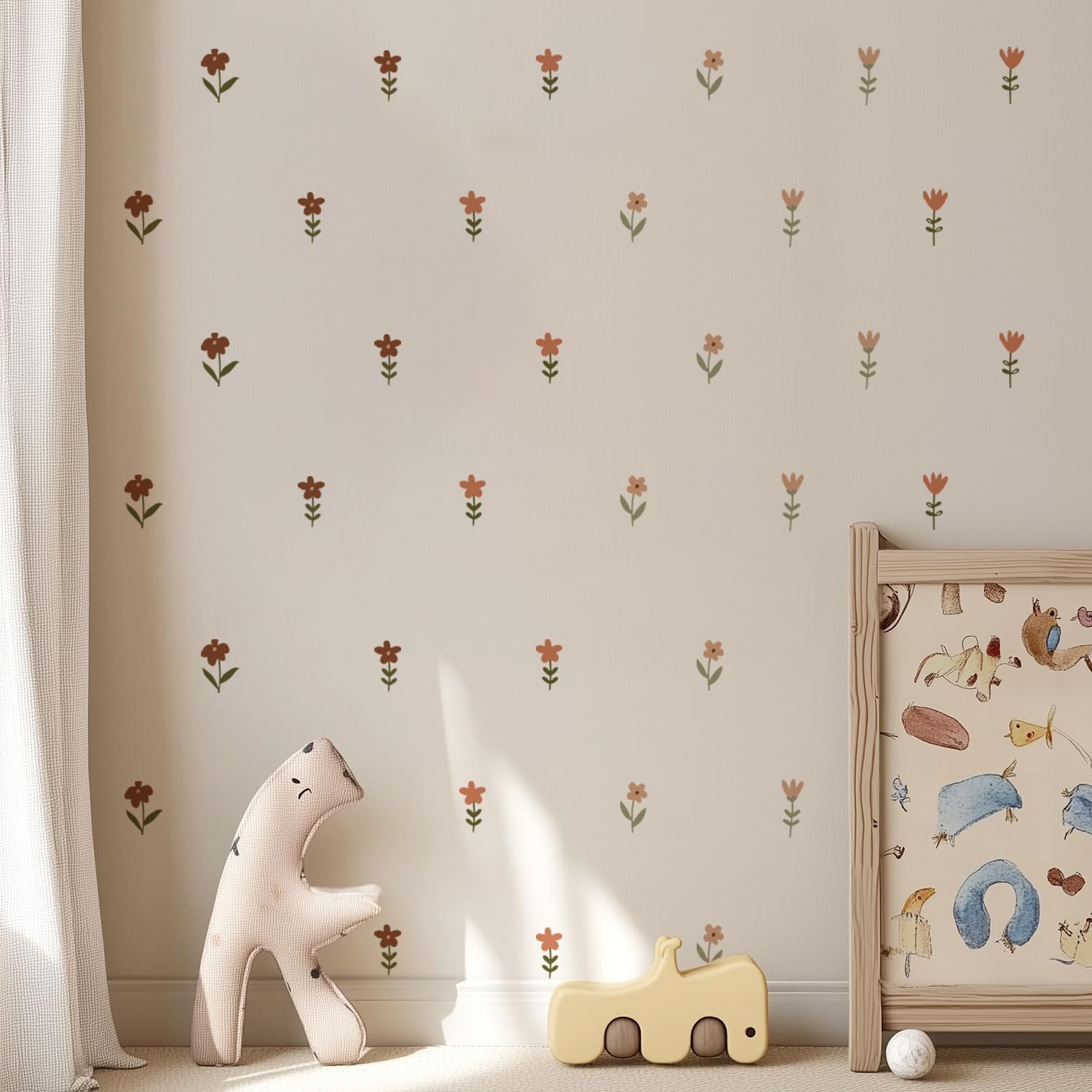 Nursery Wall Stickers Boho Kids Room Decor Girls Bedroom Removable / C / 8.28*5.83 Inches*12 Sheets