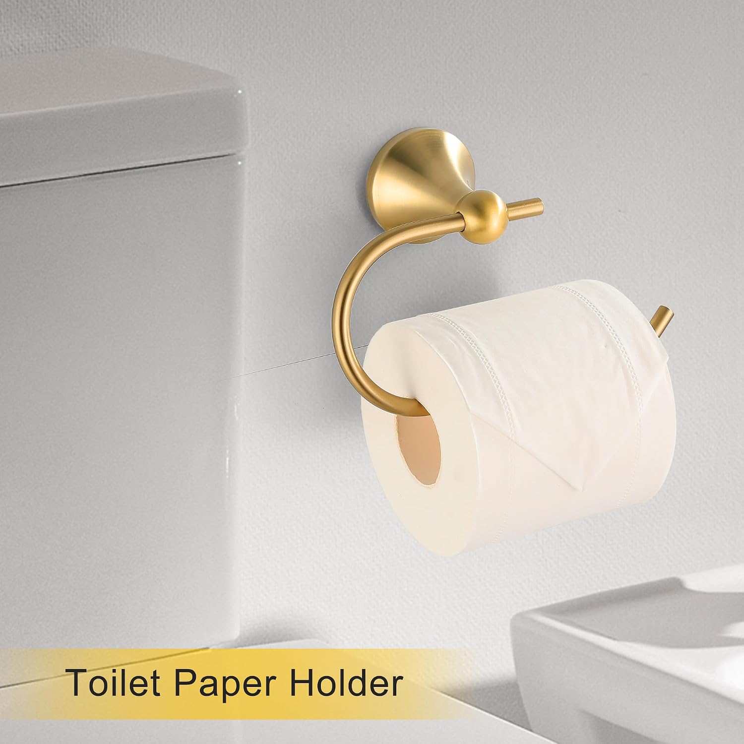 4 Pcs Gold Bathroom Hardware Set - Brushed Brass Gold Bathroom Accessories Kit, Stainless Steel Wall Mounted 23.6 Inch