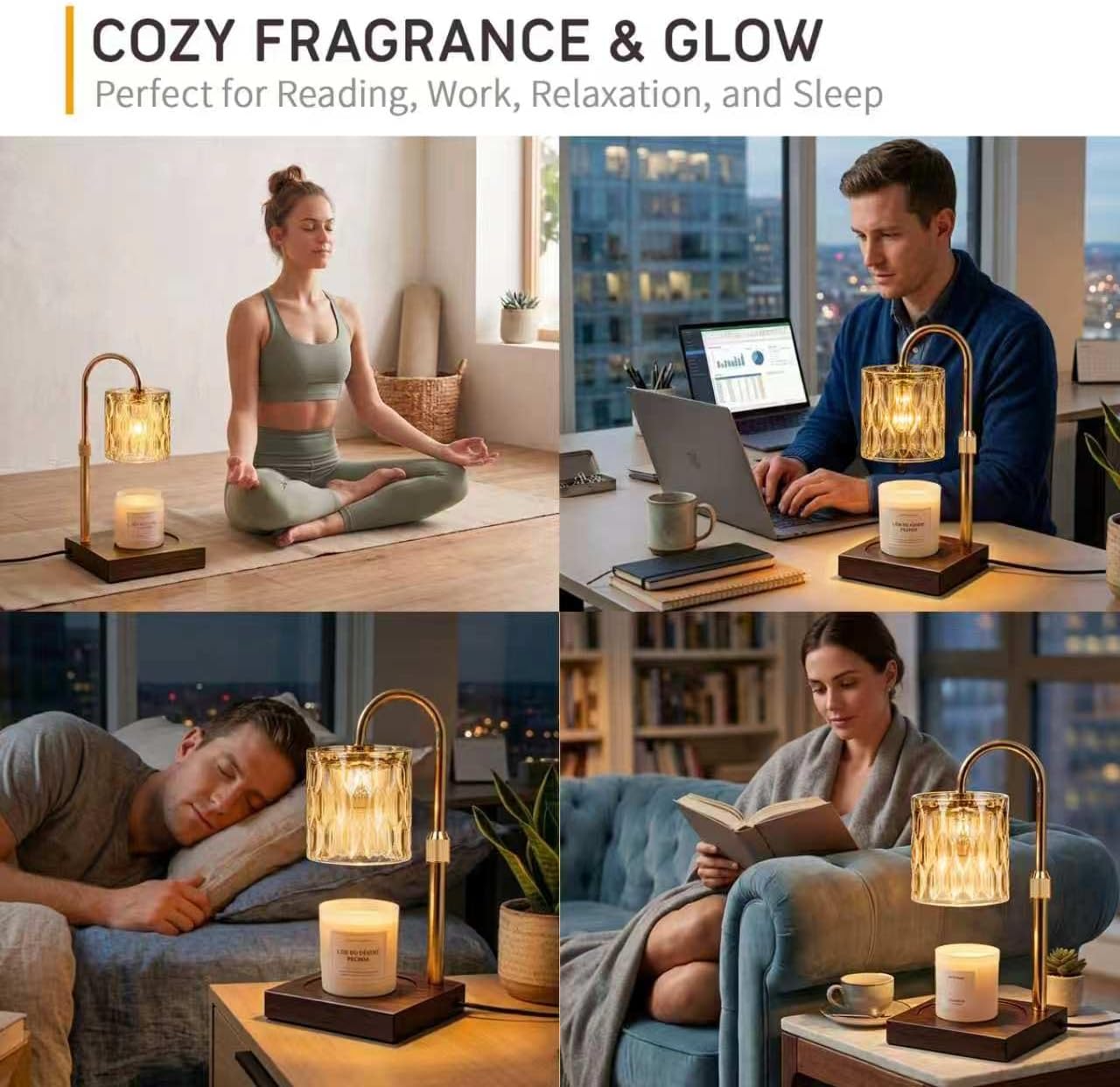 TOACSUCP Candle Warmer Lamp with 3 Bulbs, Adjustable Height Dimmable Candle Warmer with Timer, Compatible with Large