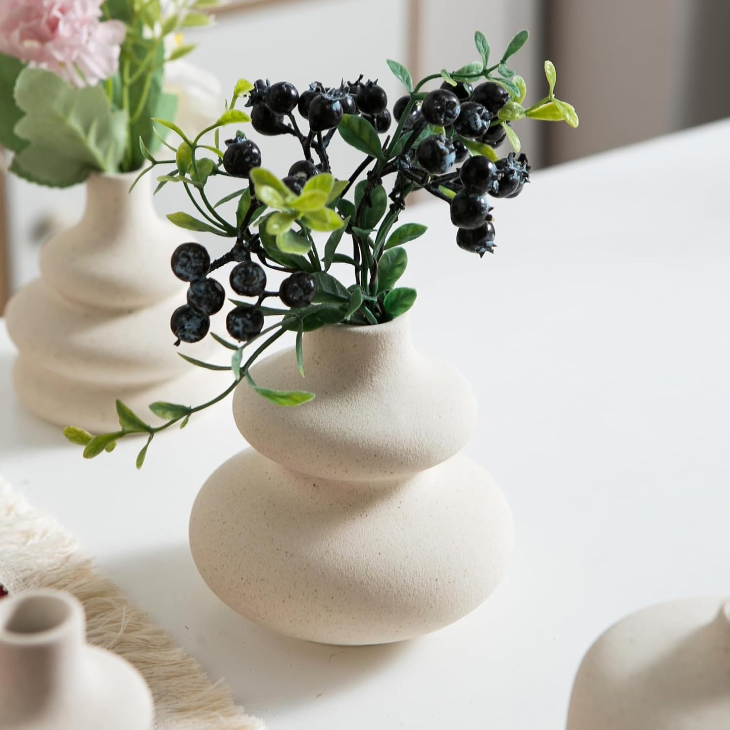 Small White Ceramic Vases / Matte White Vase / Set of 5