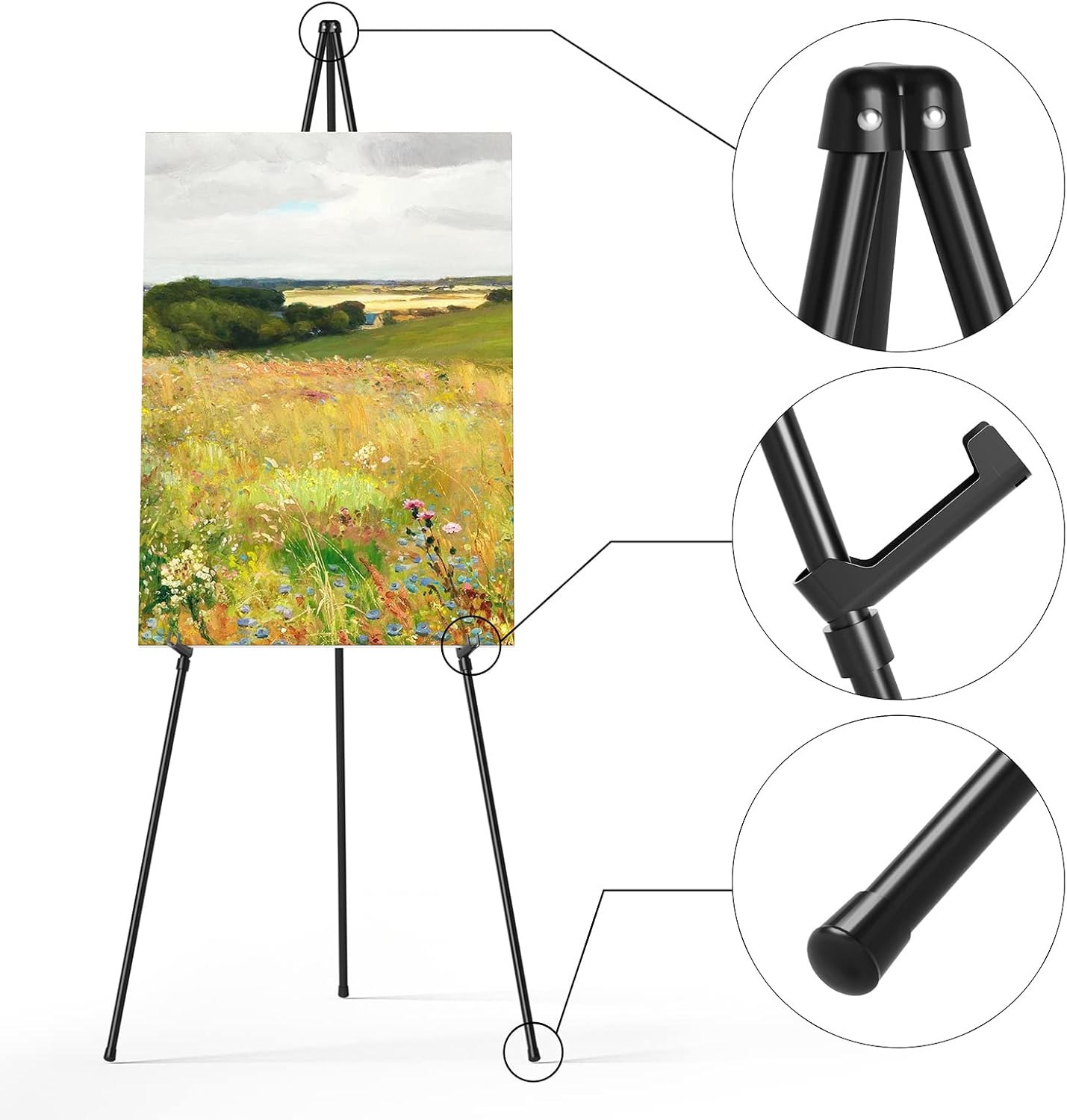 Easel Stand for Sign, Aredy 63" Portable Painting Easel, Lightweight Metal Easels for Painting Canvas, Wedding Sign (2