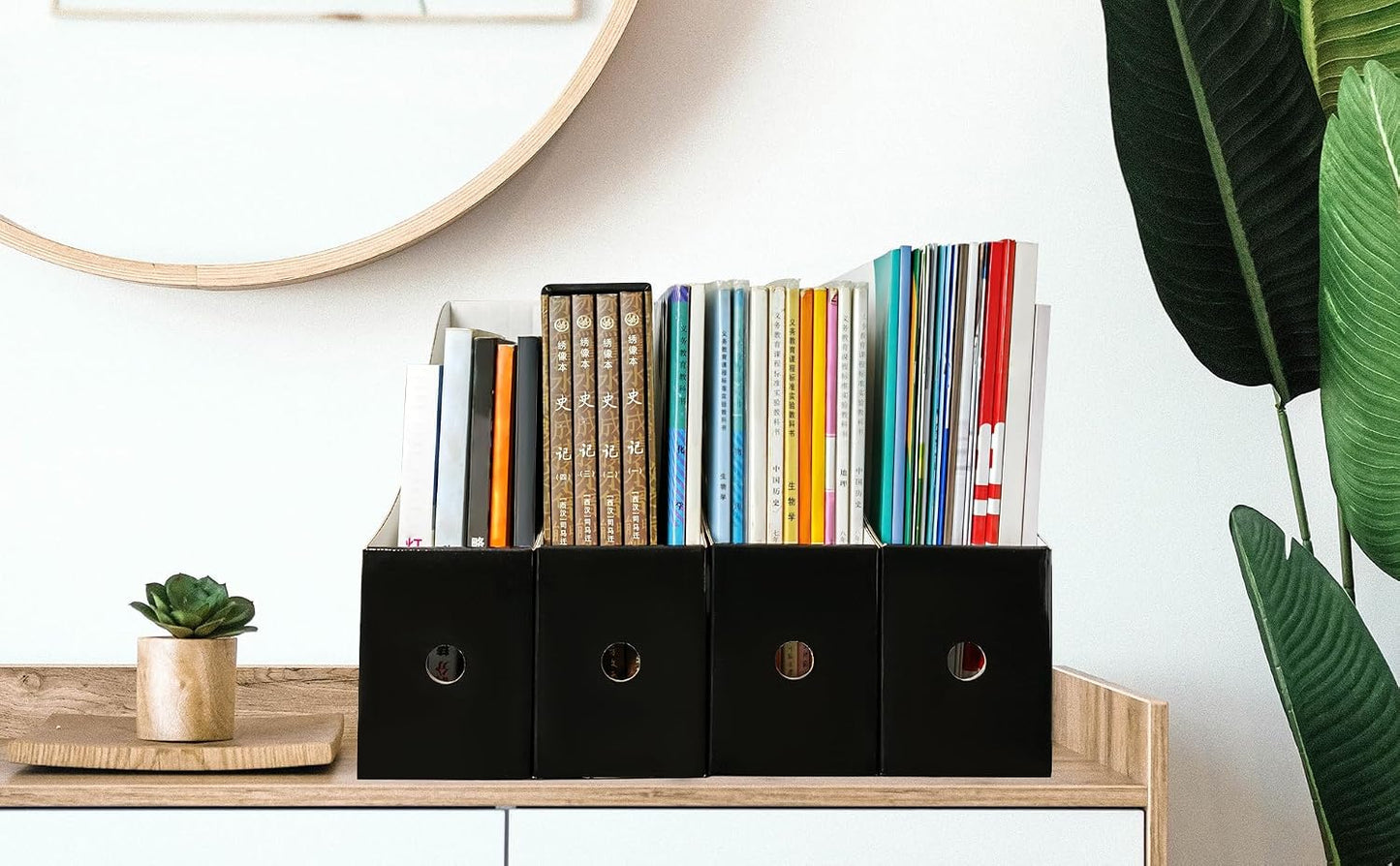 Limitliho 24 Pack Black Cardboard Magazine File Holder for Desk or Shelves | 10.6''H×10.2'L×3.5''W Cardboard Magazine