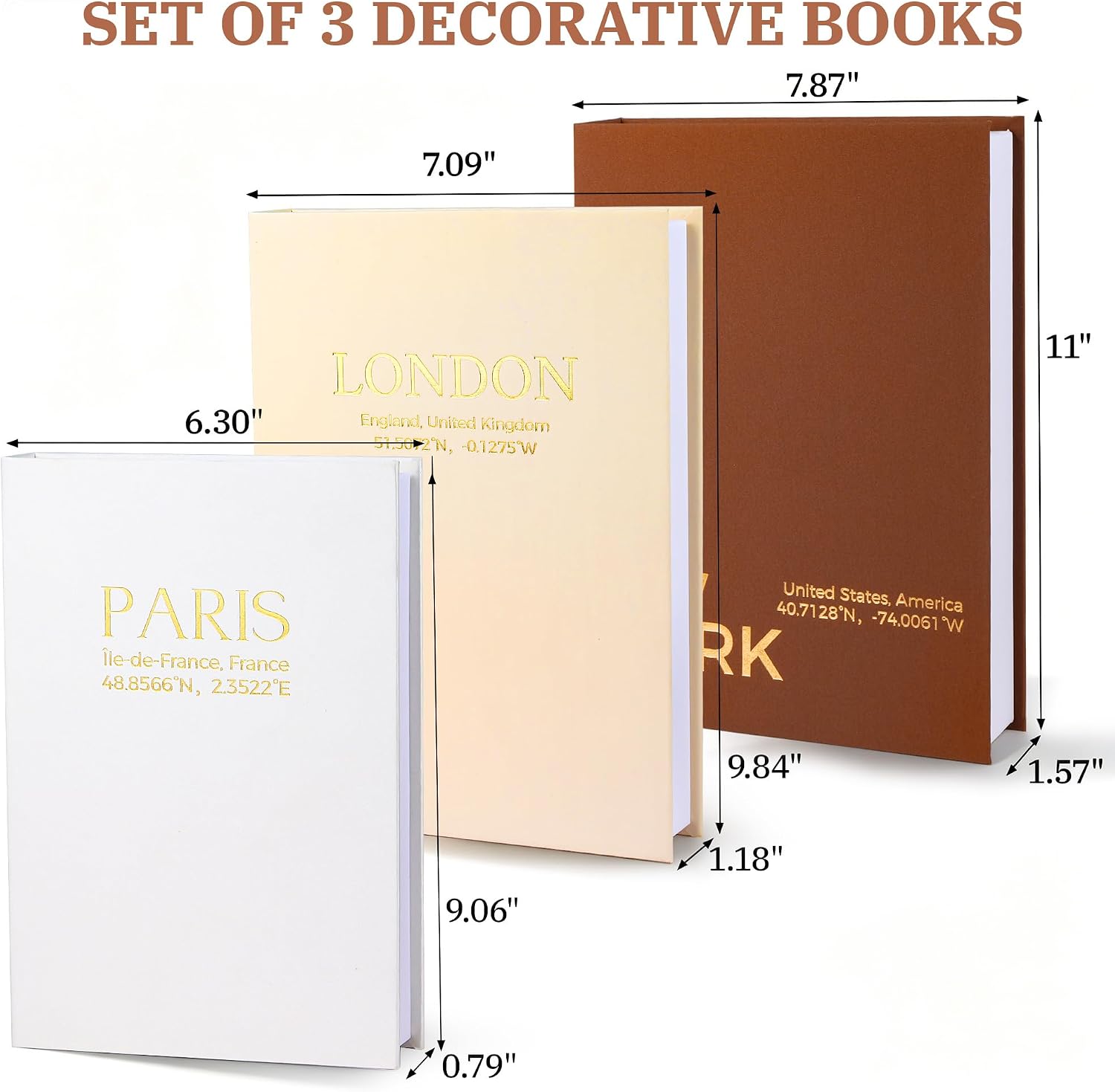 Linen Faux Books / Set of 3
