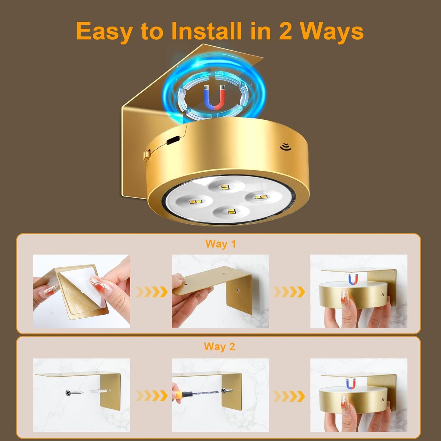 maylit 6 Pack Rechargeable Picture Lights for Wall | Magnetic Wireless Art Lights with Remote, Dimming and Timer for
