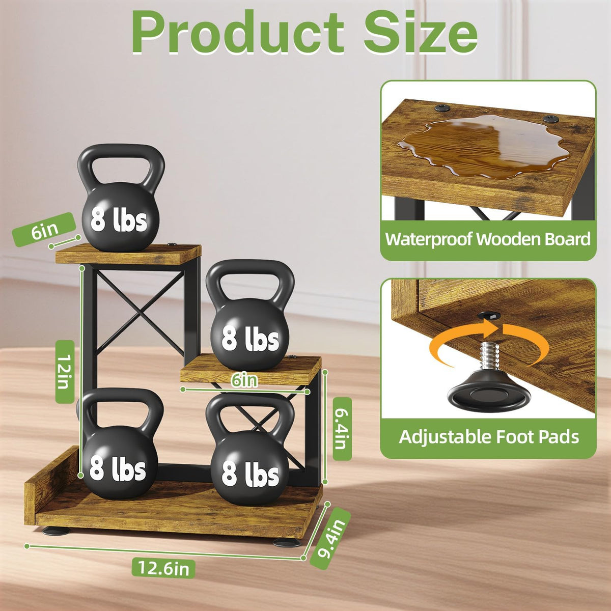 iDavosic.ly Table Top Small Plant Stand, Succulent Holder for Desk, Brown | 3 Tier Flower Pot Shelf for Desktop, Space