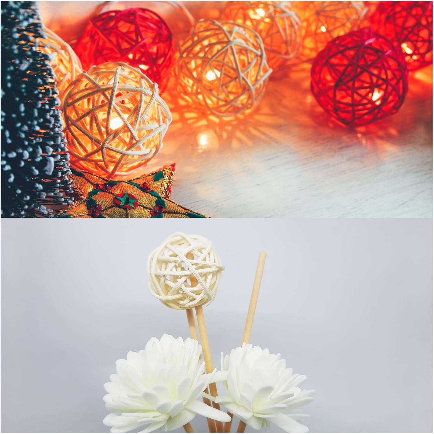 Wicker Rattan Balls Rattan Decorative Balls for Centerpiece Bowls / Natural / 3.9 Inch / Set of 4