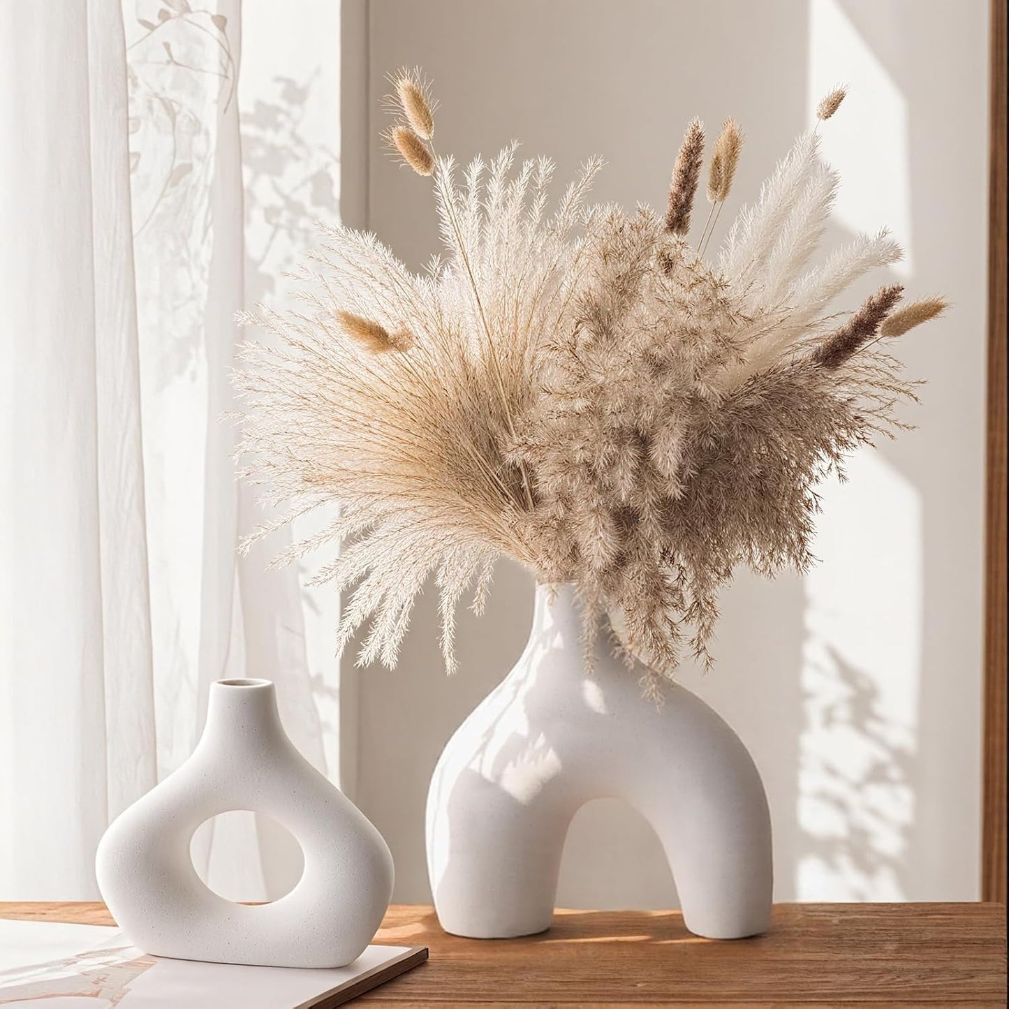 Ceramic Vase / Dried Flowers / White / Set of 2