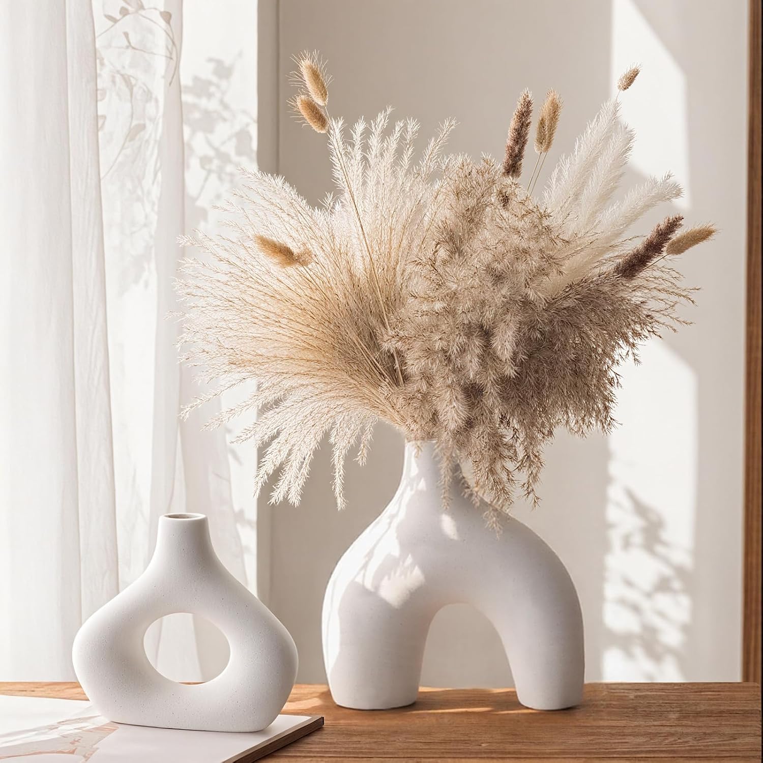 Ceramic Vase / Dried Flowers / White / Set of 2