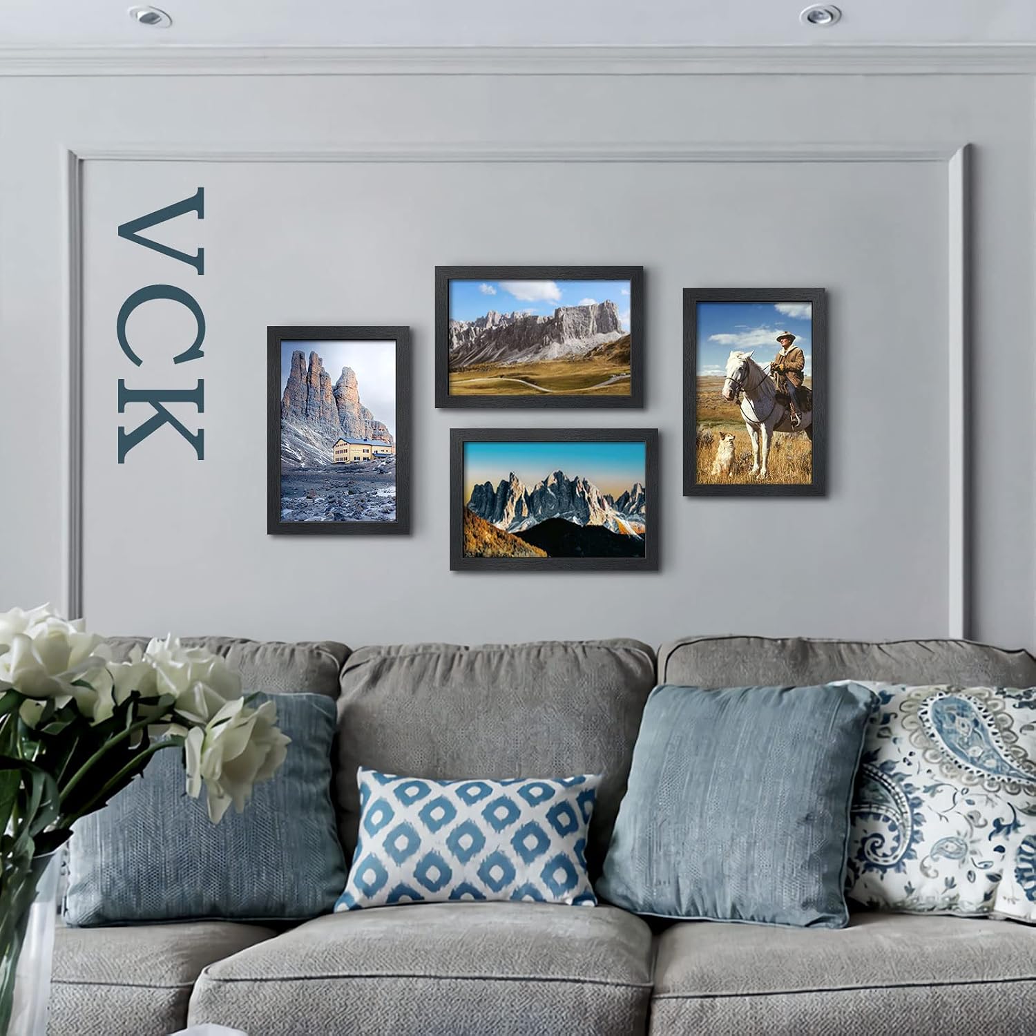 VCK 11x17 Picture Frame Black 4 Pack, Wide Thick Wood Border, for Posters | Exclusive Woodgrain, Wall Hanging, HD