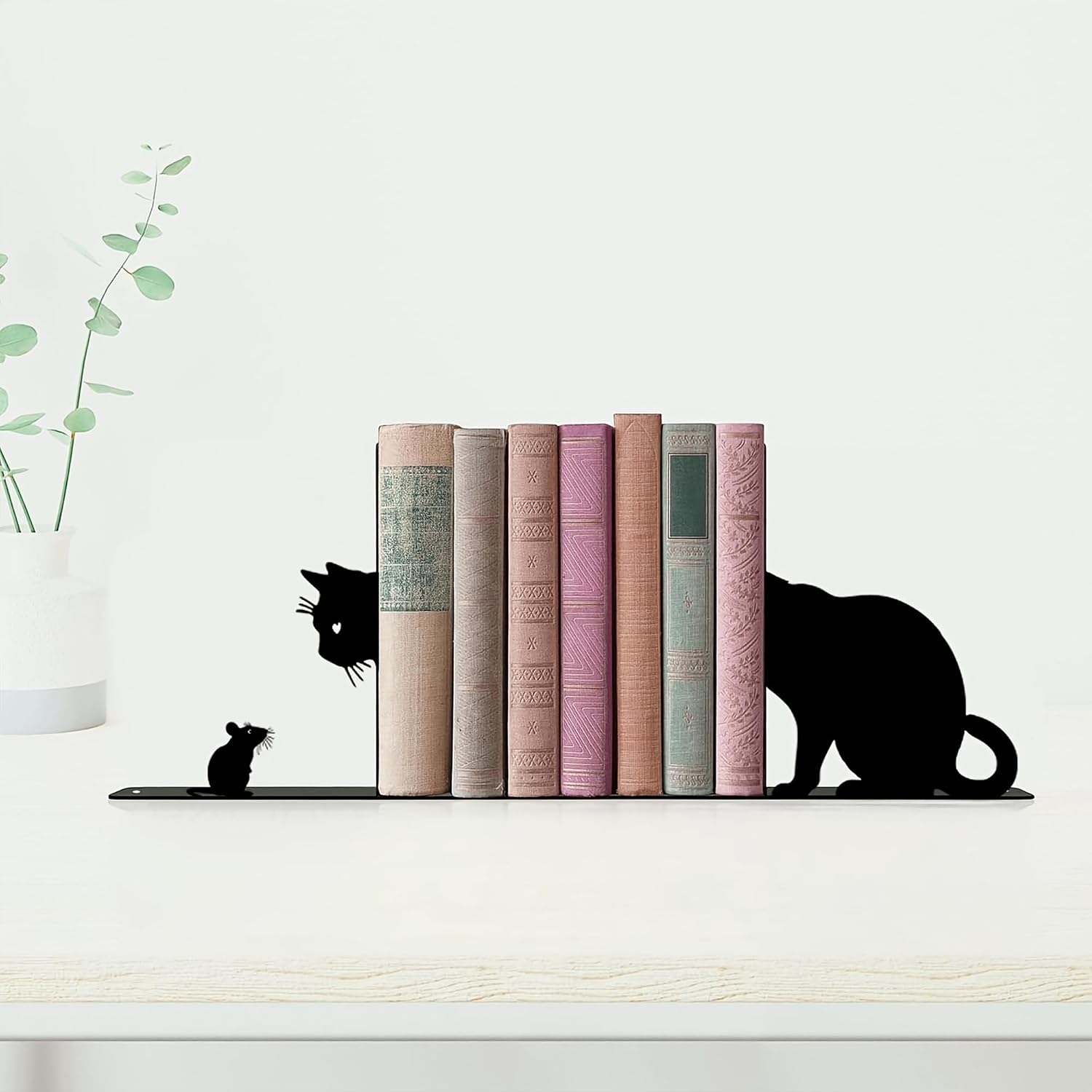 Cat and Mouse Metal Bookends Cats Book Ends / Black