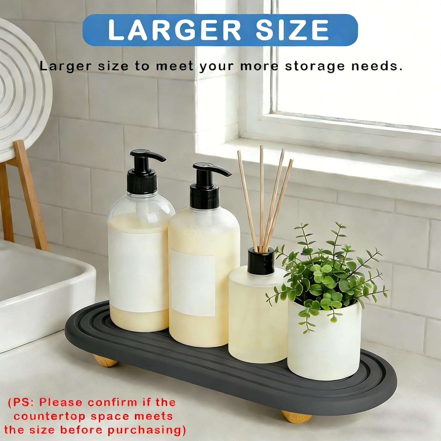 Instant Dry Sink Tray / Dark Gray Wooden Foot 4circles Large
