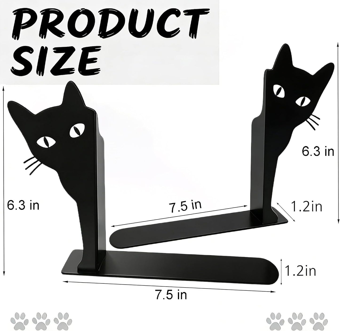 Metal Decorative Book Ends / Peekaboo Cat / Black