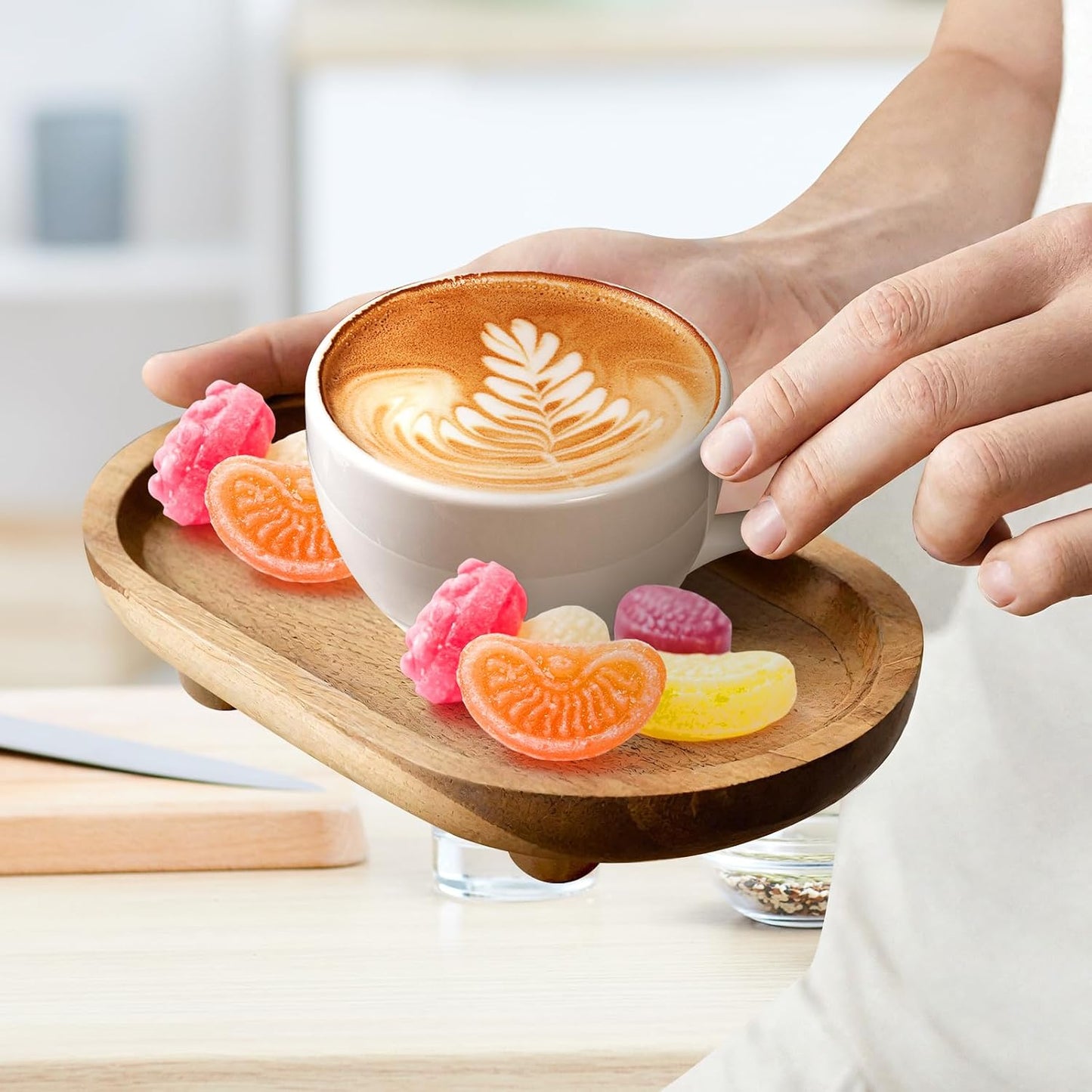 Small Wooden Riser Wooden Pedestal for Display Tray Display Riser / 11.8 x 19.8 x 4.3 / Oval Cm