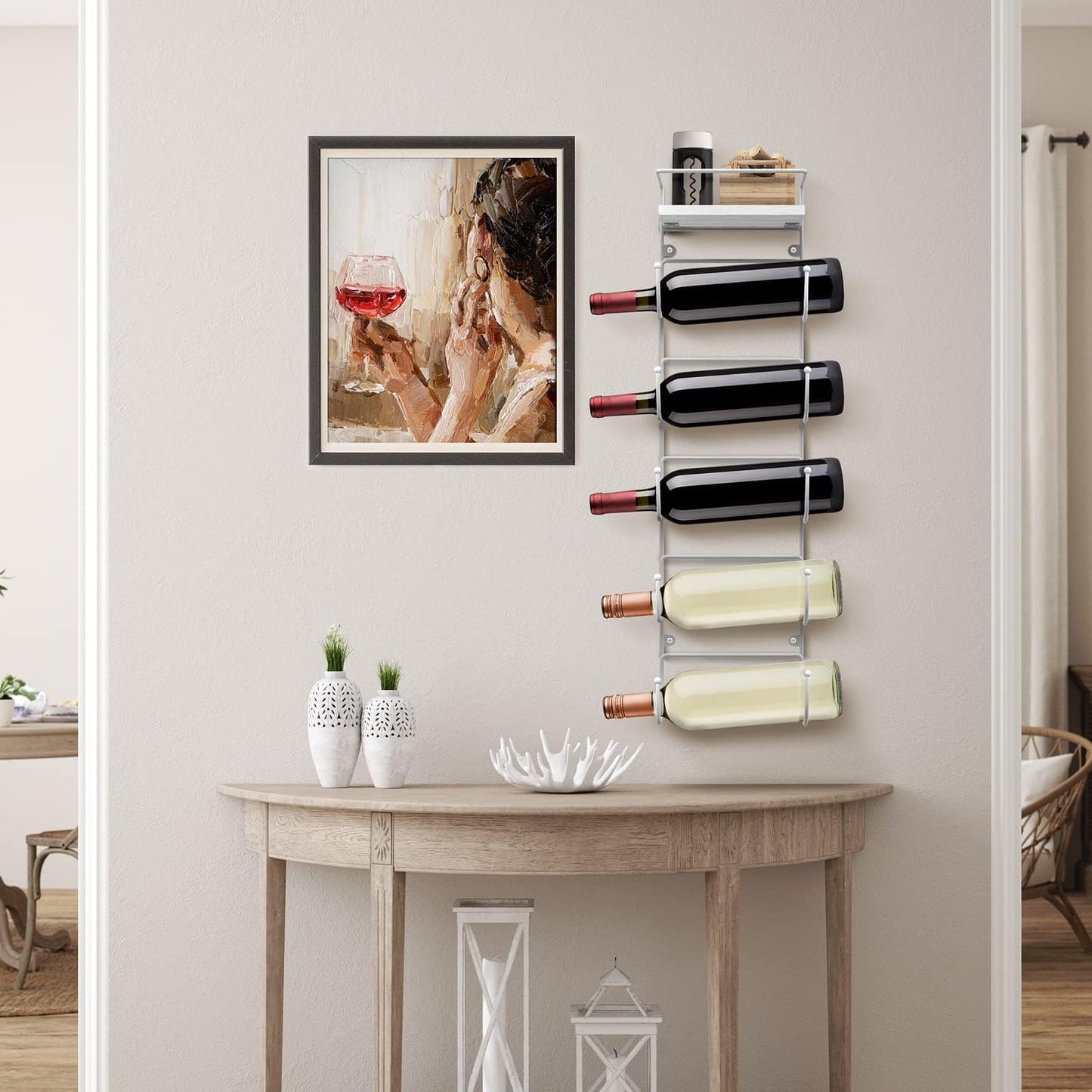 Sorbus Wall Towel Rack, 5-Tier Wood Shelf, Wall Mounted (White) | Five-tier metal holder for rolled bath towels