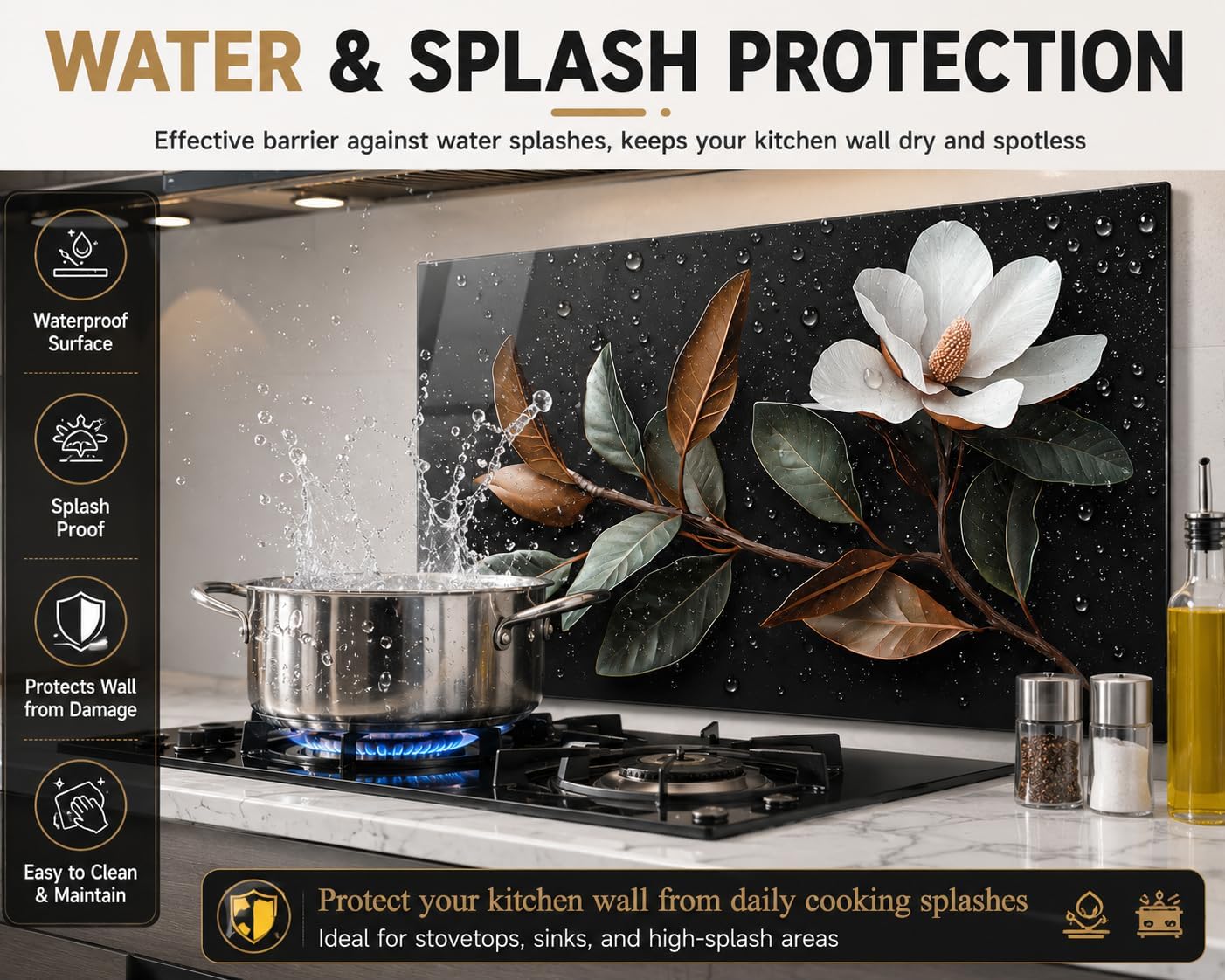 Flowers Stove Splashback / 30"L x 16"W