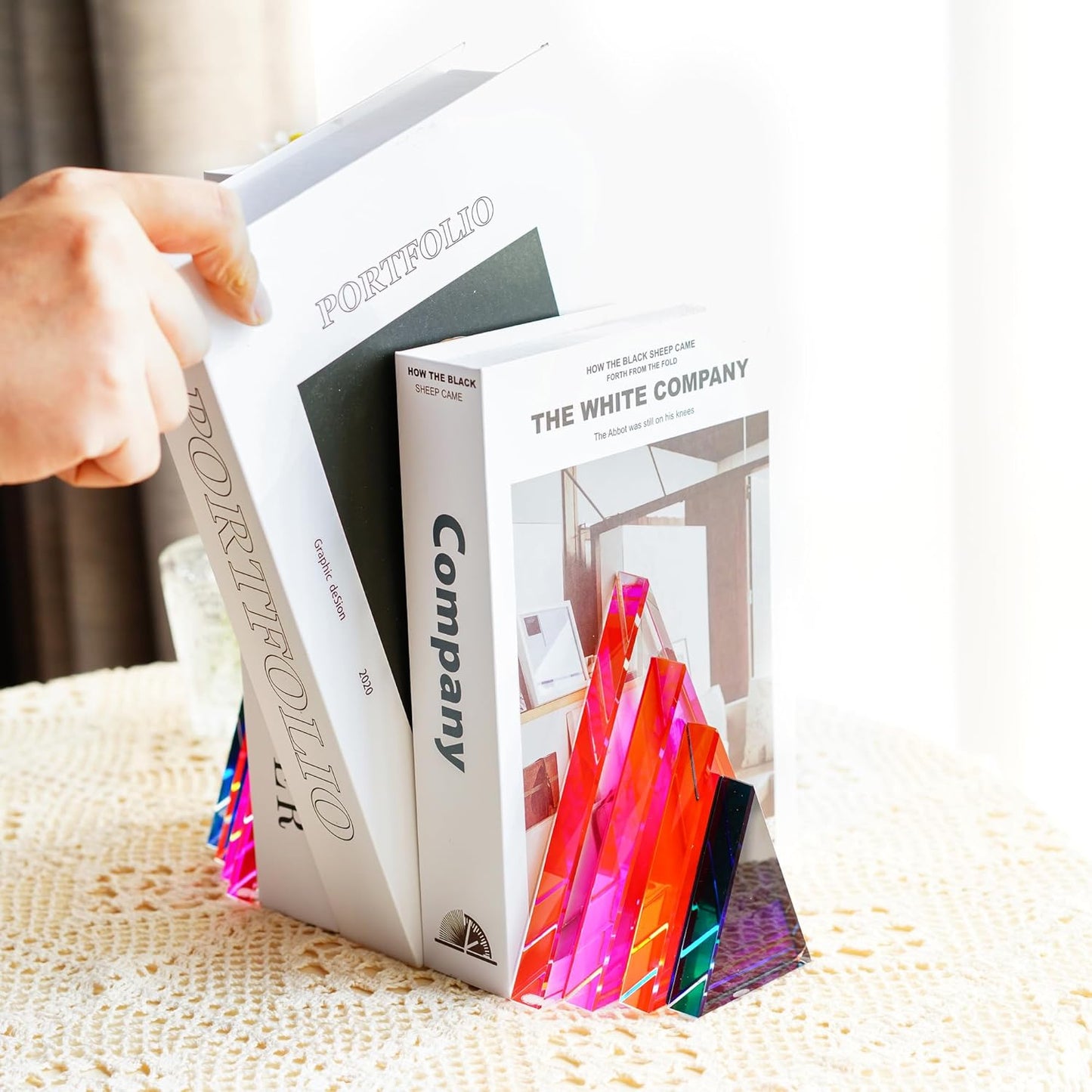 1Pair 3Lbs Crystal Bookends / Triangle
