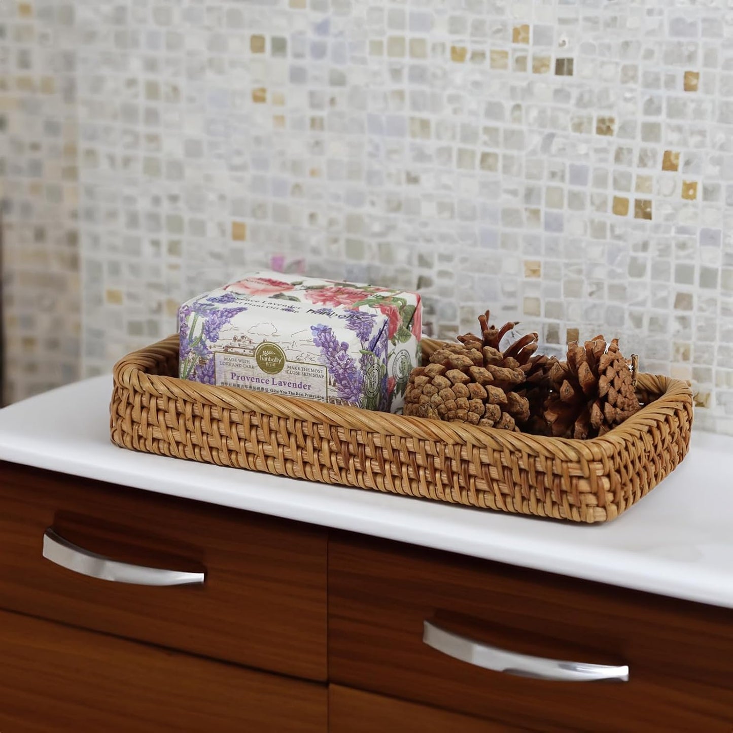 Wicker Toilet Tank Basket / Natural / 9.8 x 5 x 1.4