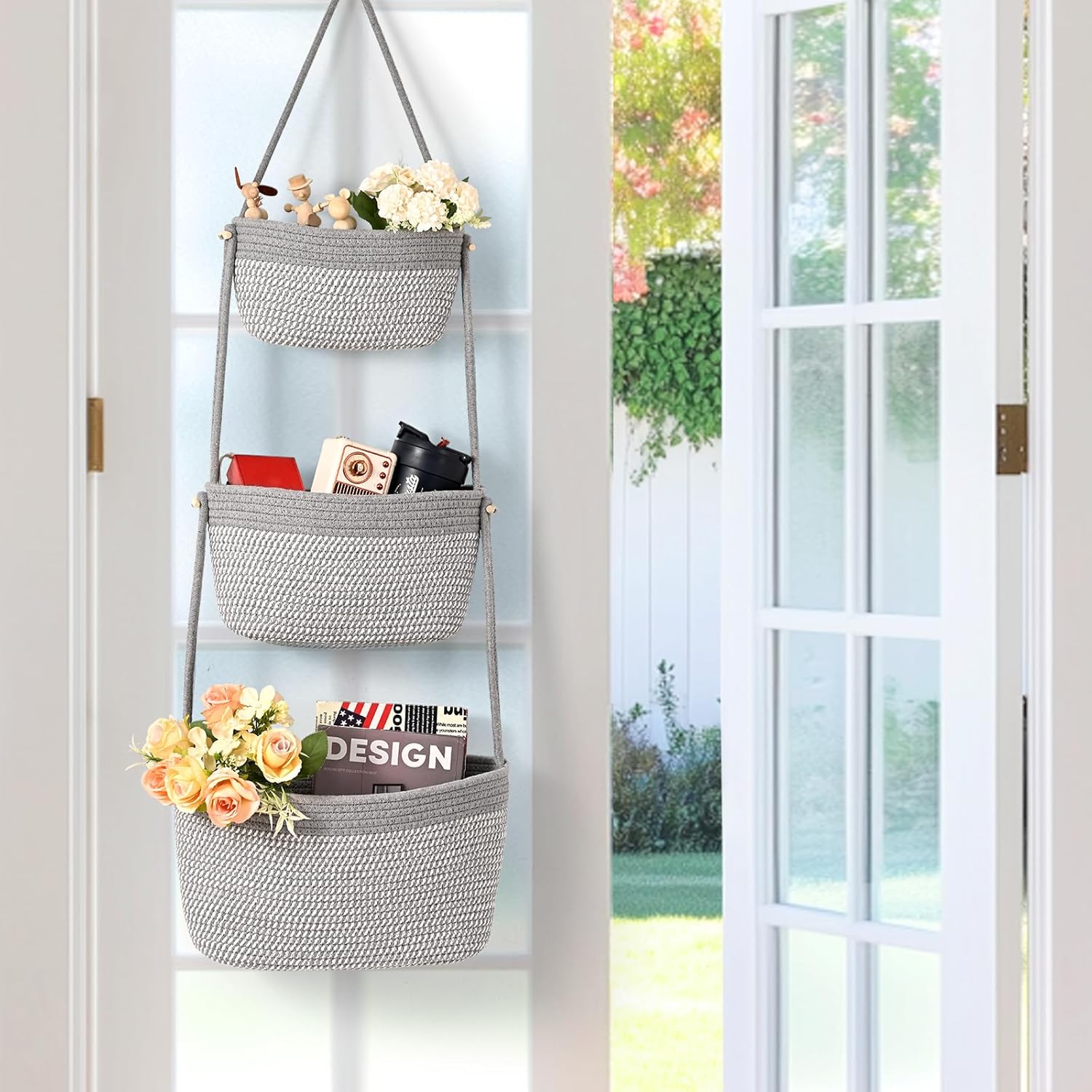 3-Tier Woven Wall Basket / Classic / Gray