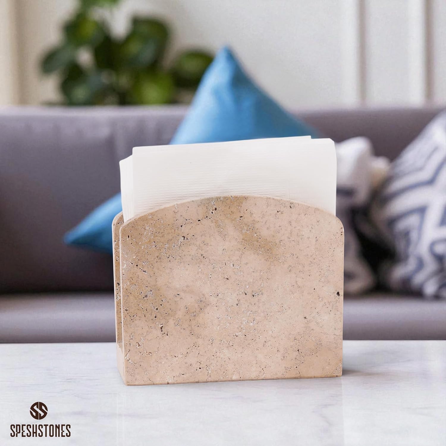 Stone Paper Napkins Organizer / Earthy Color / 6.5 Inch