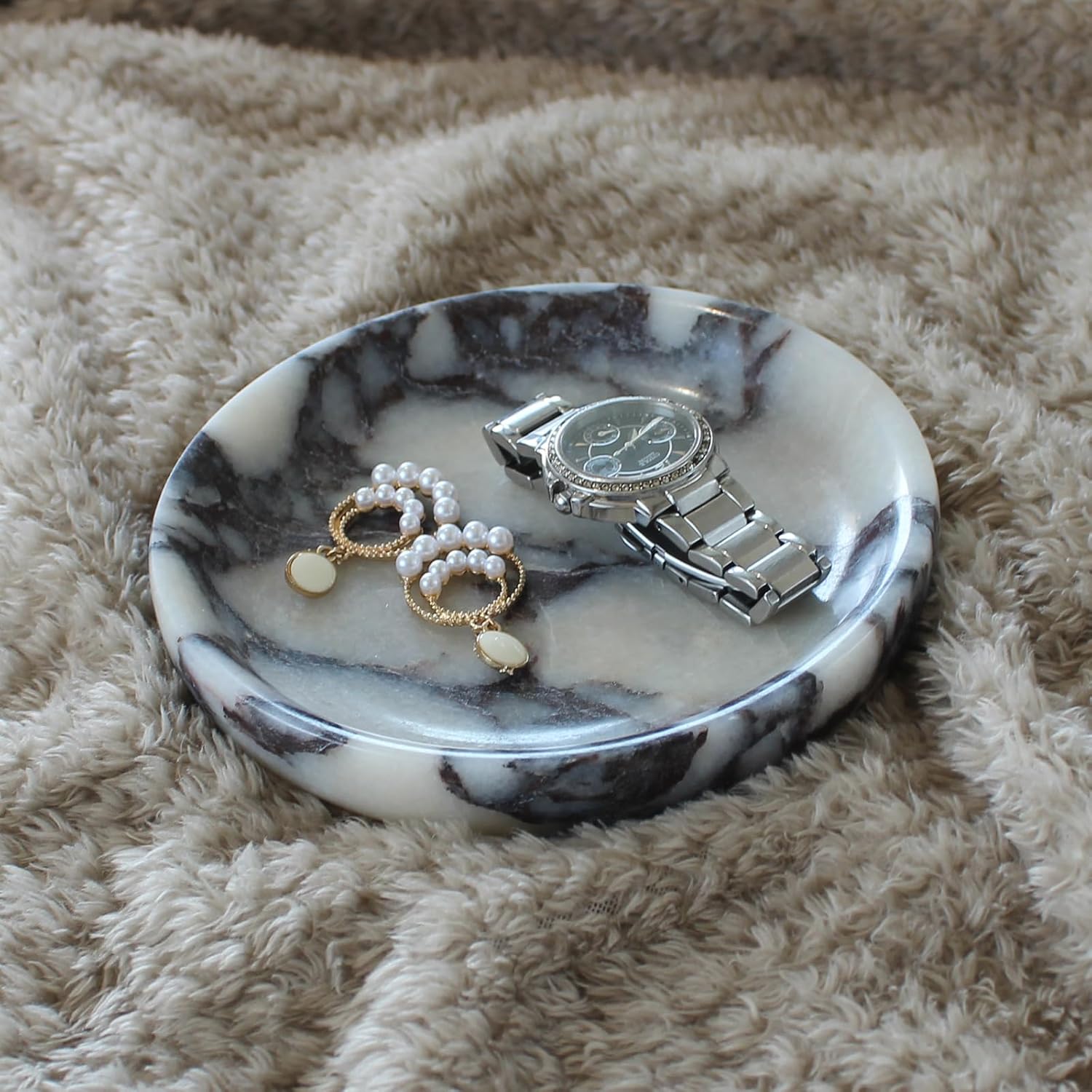 Trinket Dish for Ring Earring / Calacatta Viola / Natural