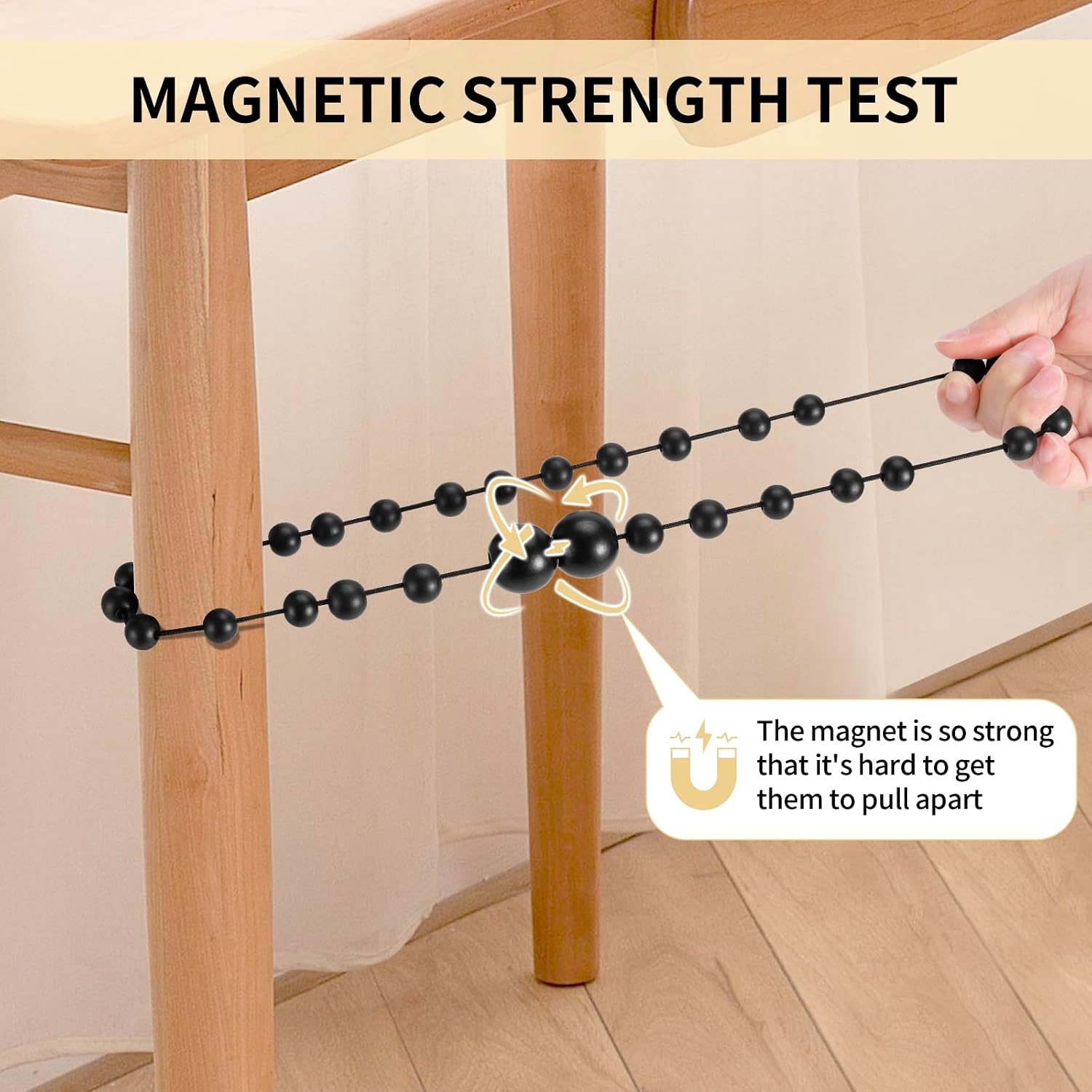 KLOGTSIND Magnetic Curtain Tiebacks, 6 Pack Wood Bead Curtain Holdbacks | Curtain Holders for Bedroom Decor, Boho Room