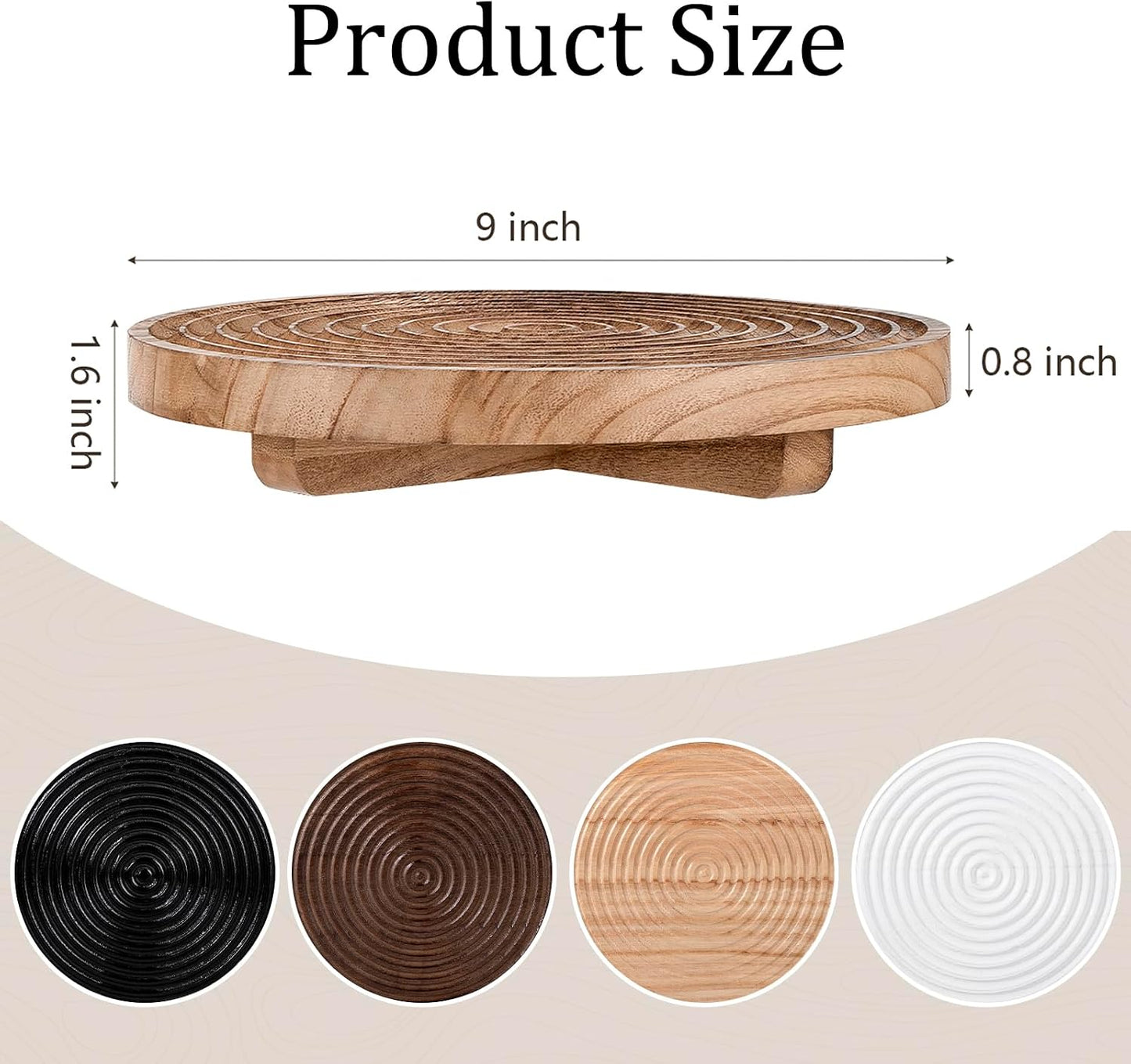Round Decorative Tray Farmhouse Bathroom Decor Wood Riser Kitchen Countertop Organizer for Perfume