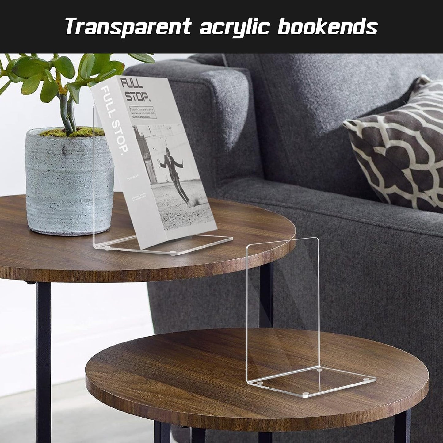 Acrylic Bookends / Decorative Book Holder / Clear / Set of 12