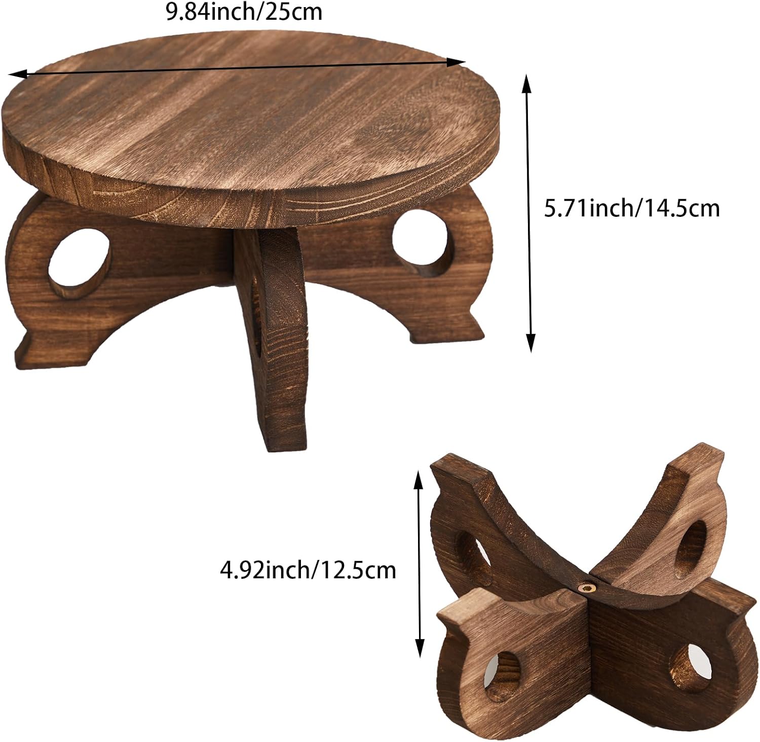 Plant Stand Indoor Round Risers Display Stands Decorative Table for Flowers Stand / Brown / Wood