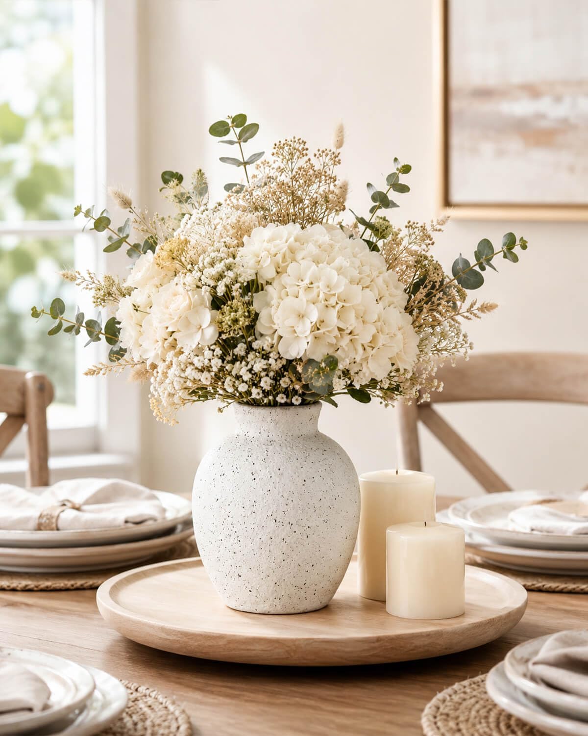 Rustic Ceramic Vase / White / 6.1 Inch