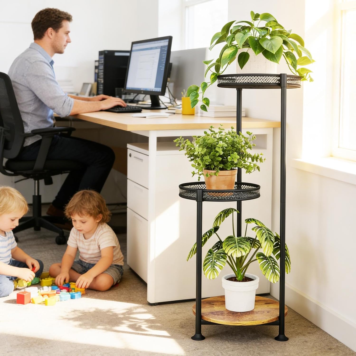 3 Tier Corner Plant Stand Indoor Multiple Sturdy Vertical Metal Flower | 32 Inch Tall Flower Heavy Duty Pot Holder