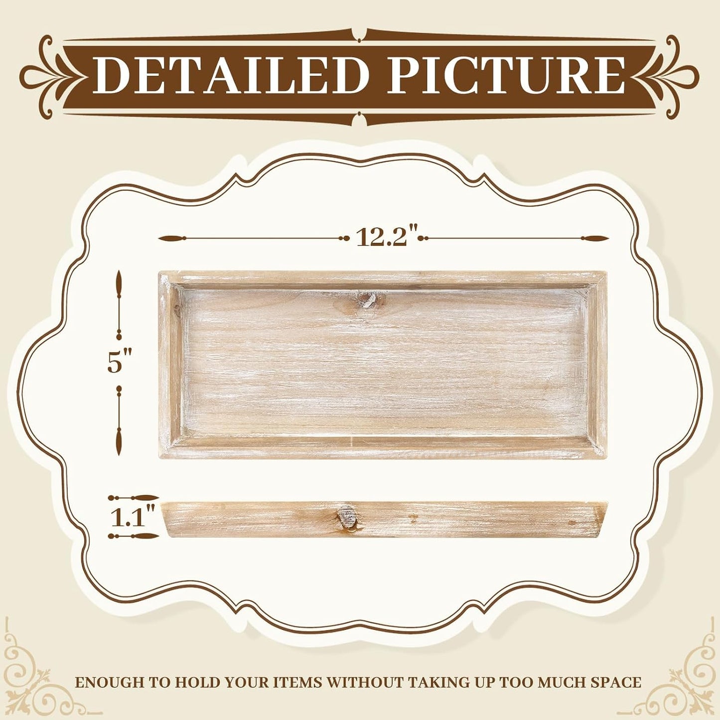 Rustic Long Narrow Tray / White