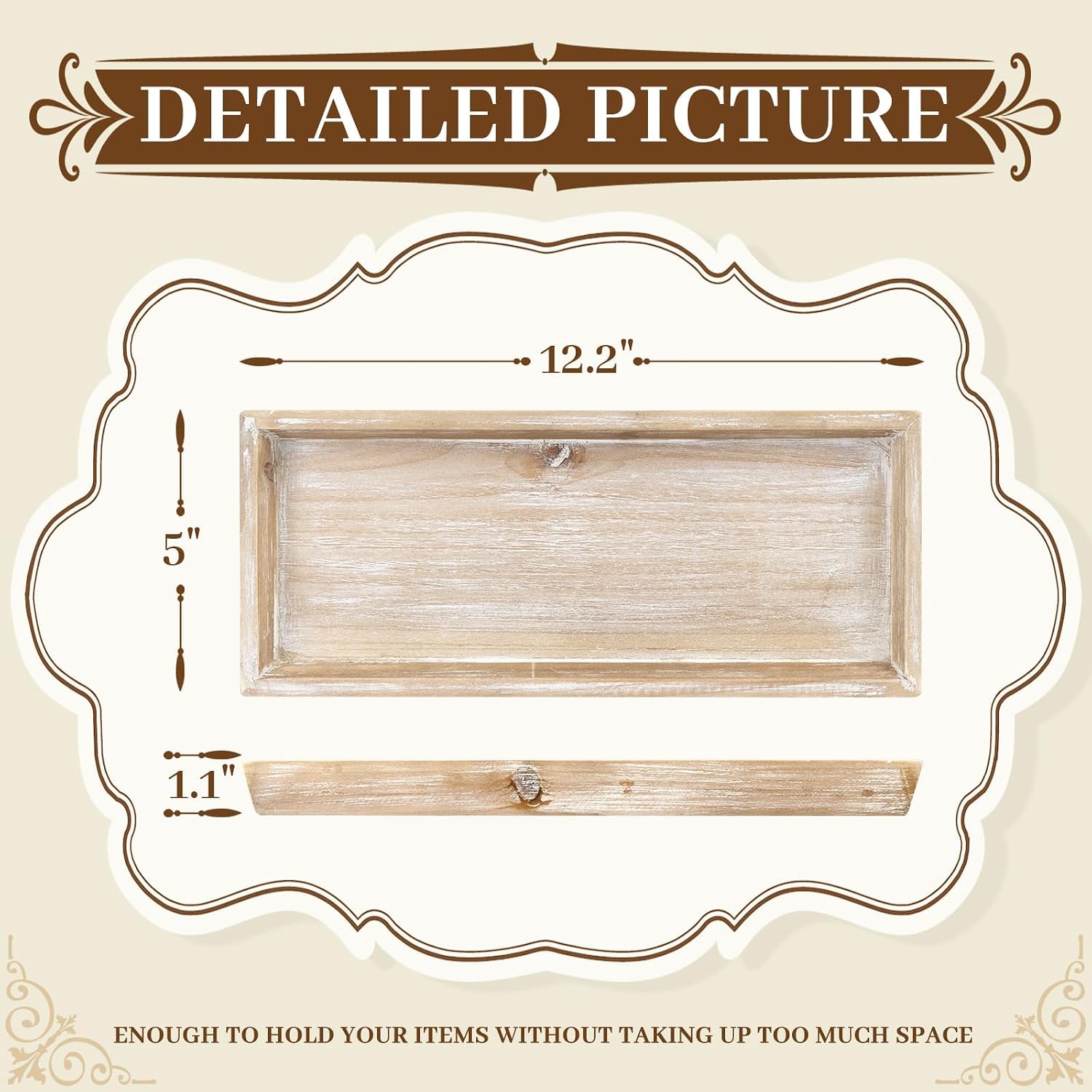 Rustic Long Narrow Tray / White