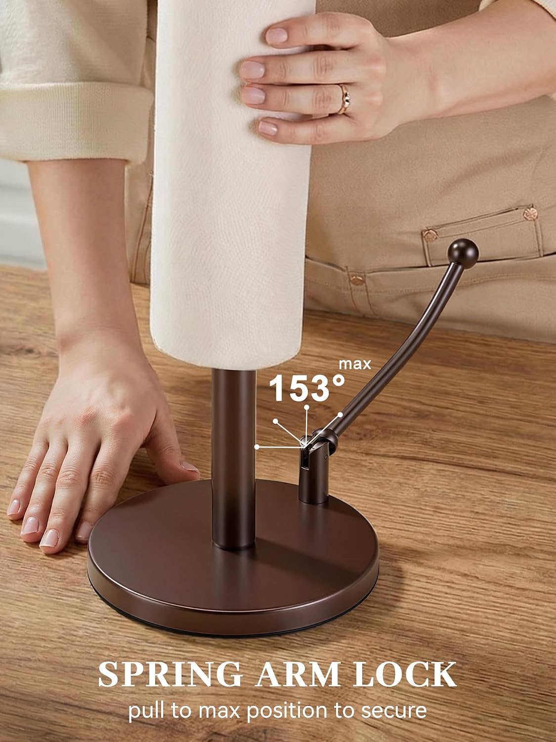 SMARTAKE Paper Towel Holder Countertop, Non-Slip Weighted Base, Bronze | Freestanding Kitchen Roll Dispenser, Rustproof