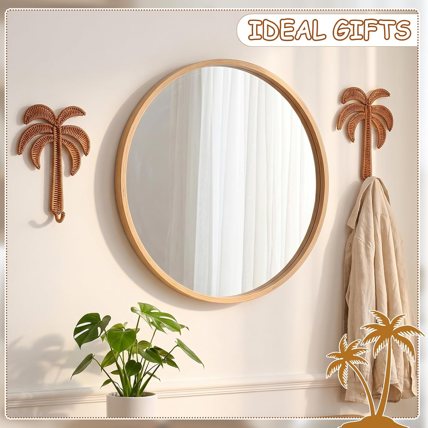 Boho Rattan Wall Towel Hook / Set of 2