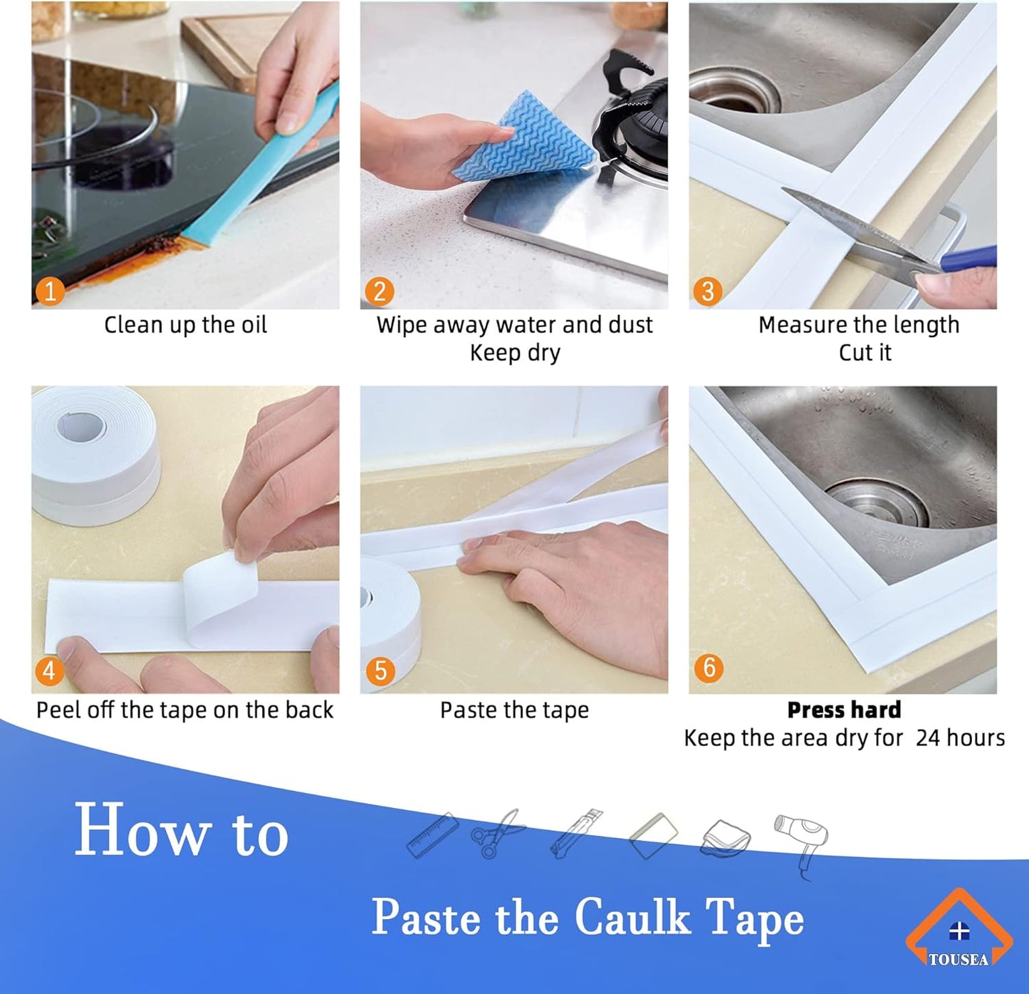 White Caulk Tape for Bathtub Self Adhesive / White-1.5in-19.7ft-a / 1.5 x 19.7