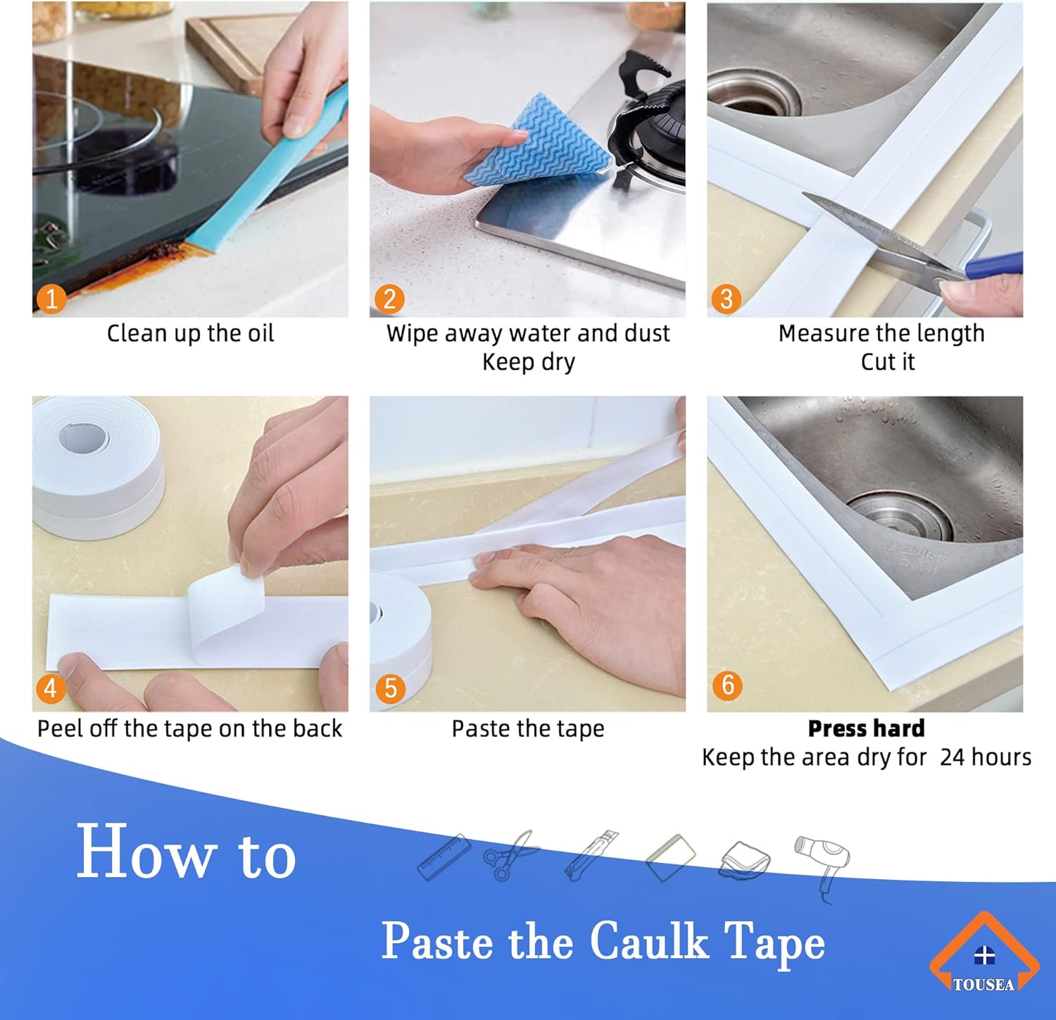 White Caulk Tape for Bathtub Self Adhesive / White-1.5in-19.7ft-a / 1.5 x 19.7