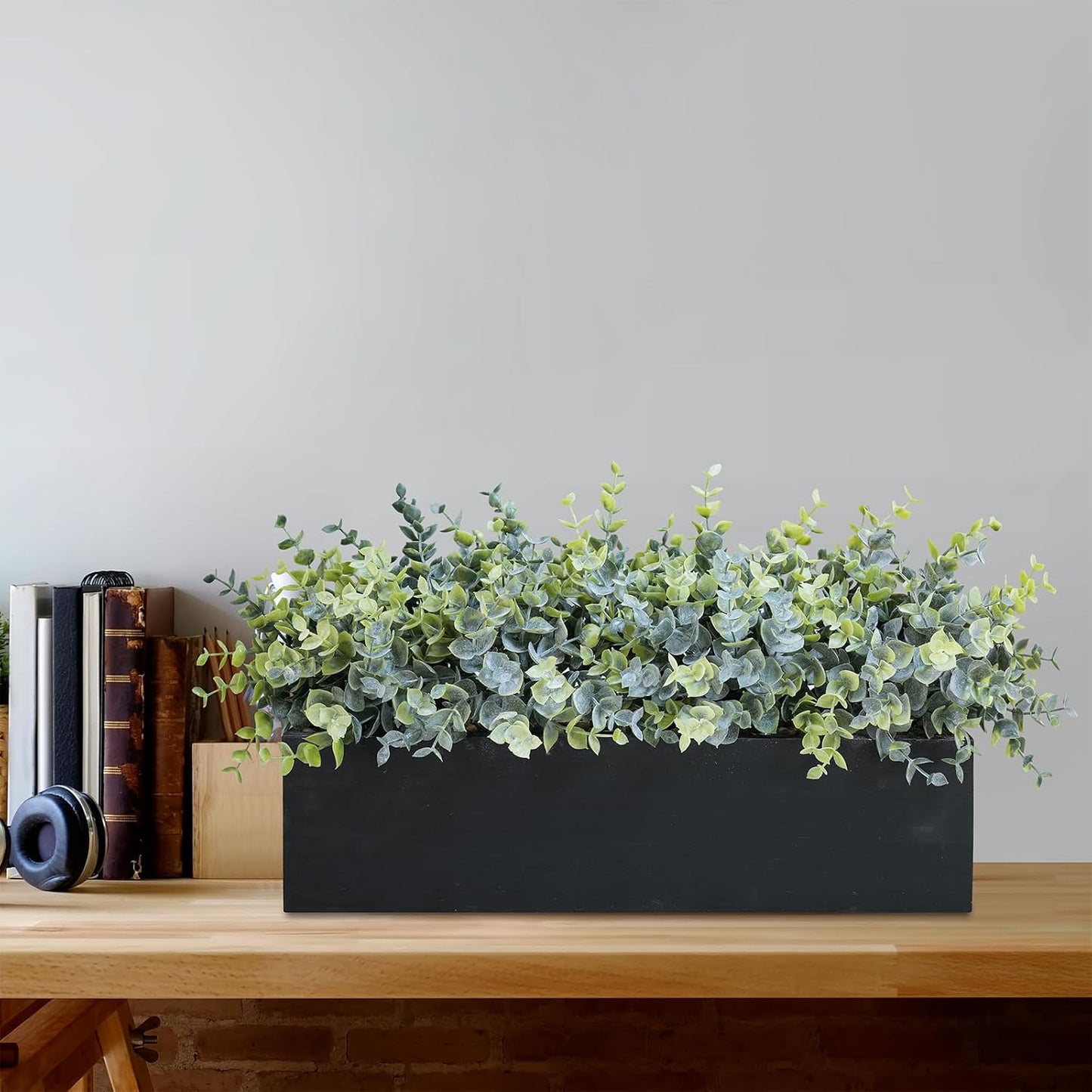14" Artificial Eucalyptus Arrangement Faux Eucalyptus Plants in Black / Eucalyptus In Black