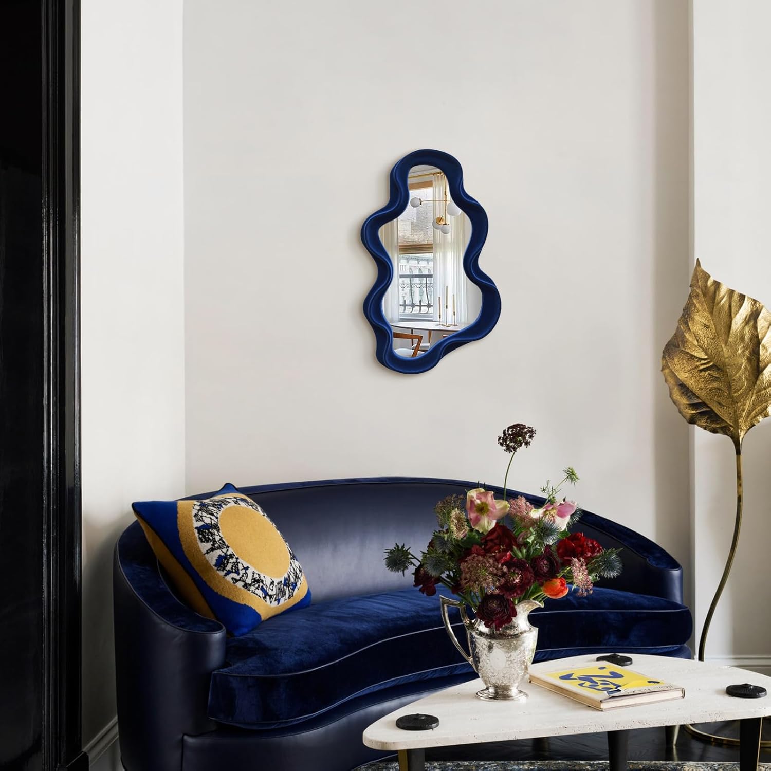 Modern Asymmetrical Mirror / Cloud-dark Blue / 16 x 10