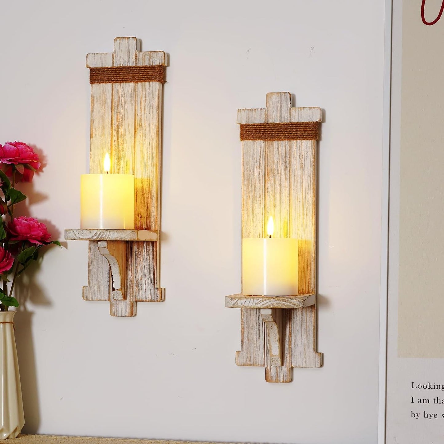 Homemory 3x3 White Flameless Candles Battery Operated with Remote Timer | Real Wax LED Pillar Candle with Realistic